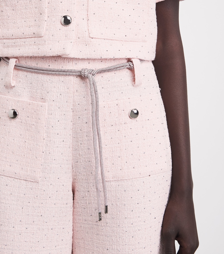 Maje Womens Tweed Wide-Leg Trousers Pink Image 3