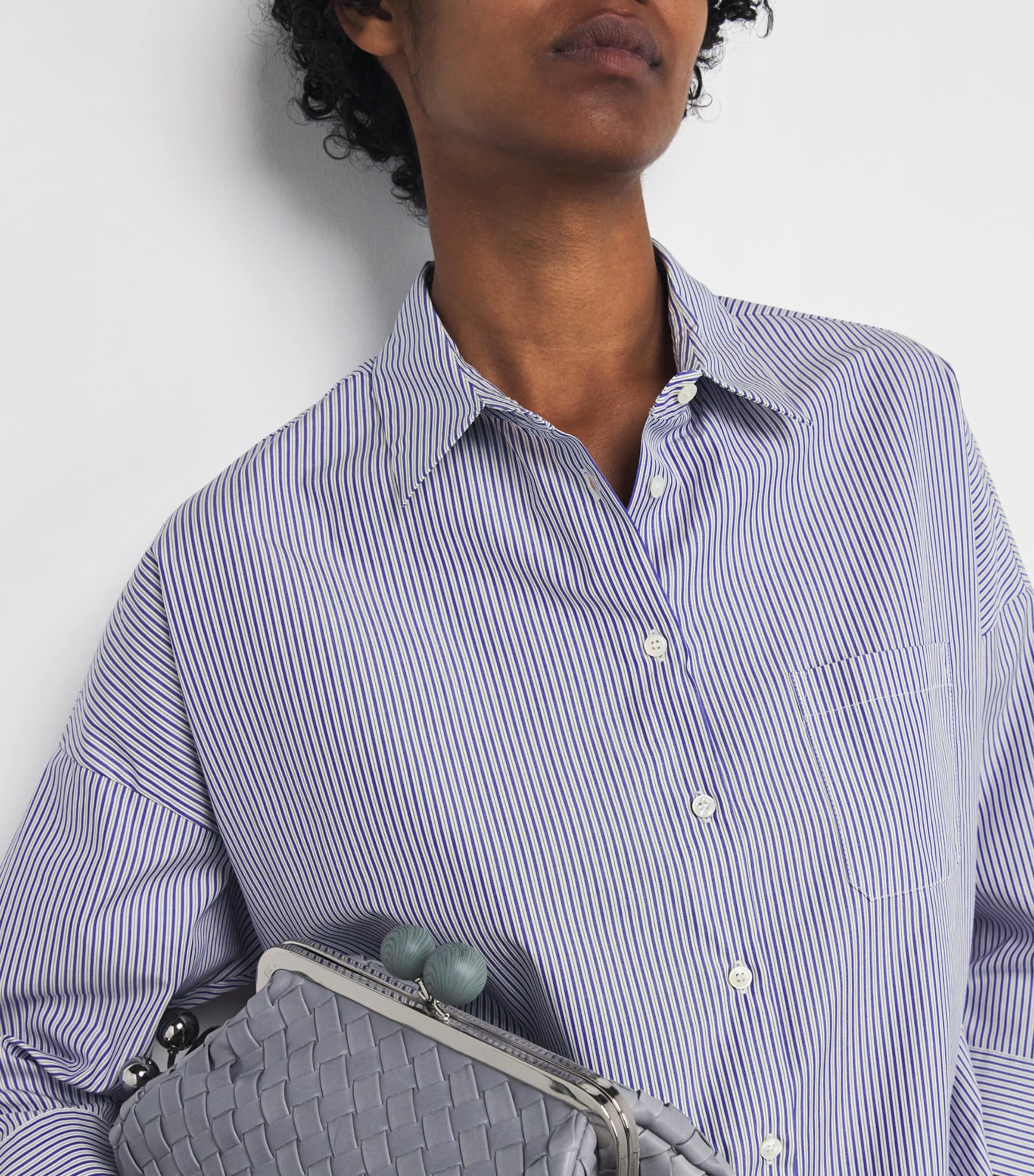 Cotton Stripe Shirt NAVY Image 6