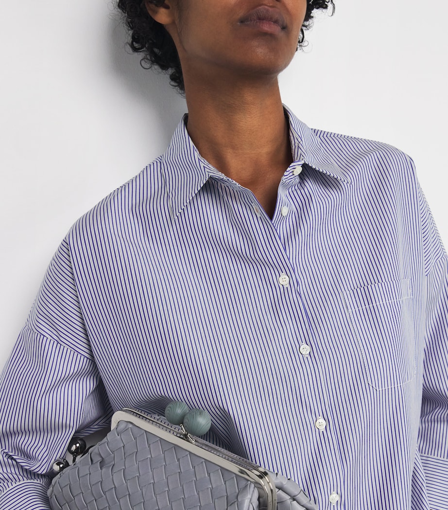 Cotton Stripe Shirt NAVY Image 6