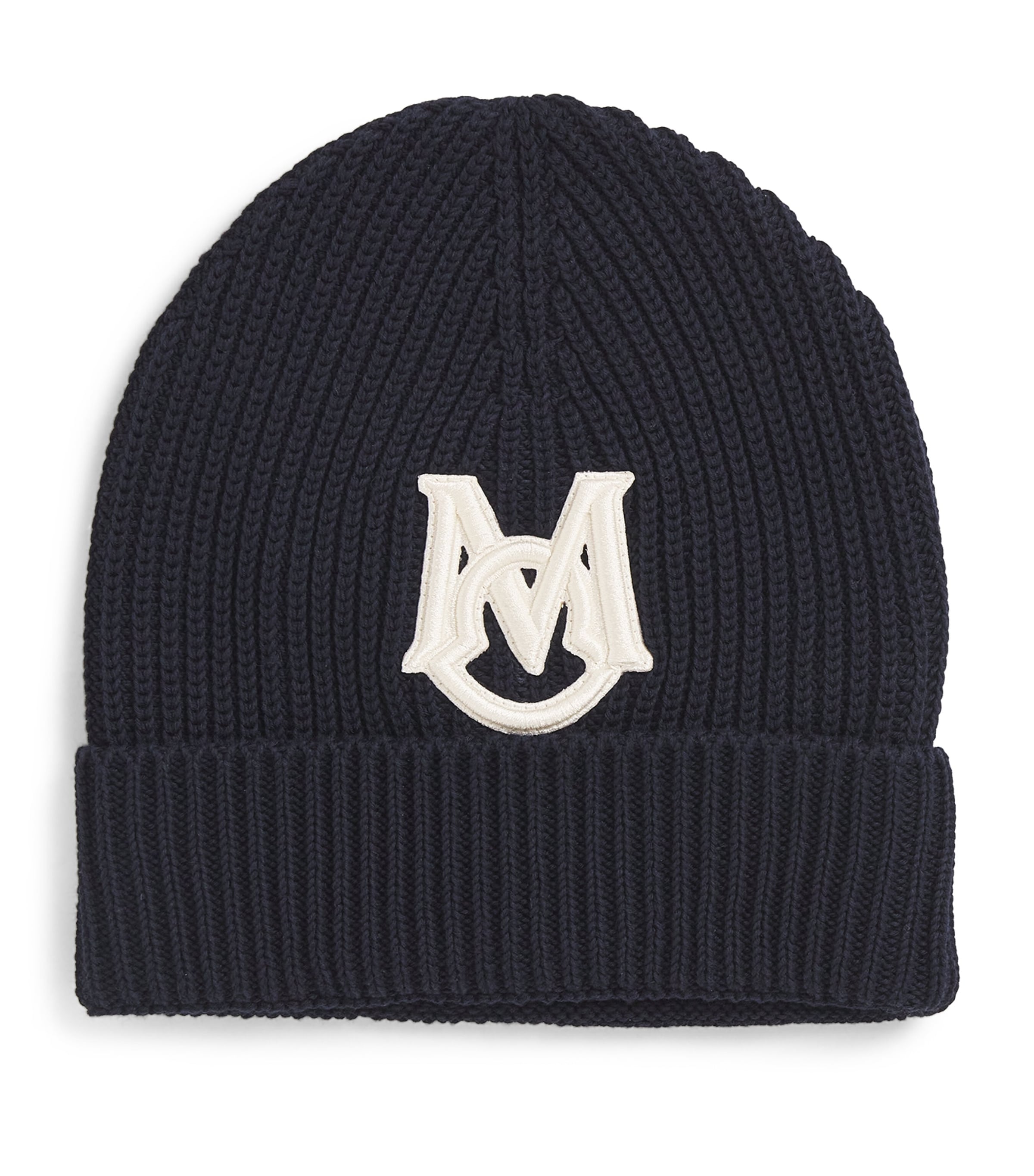 MONCLER COTTON MONOGRAM-EMBROIDERED BEANIE 