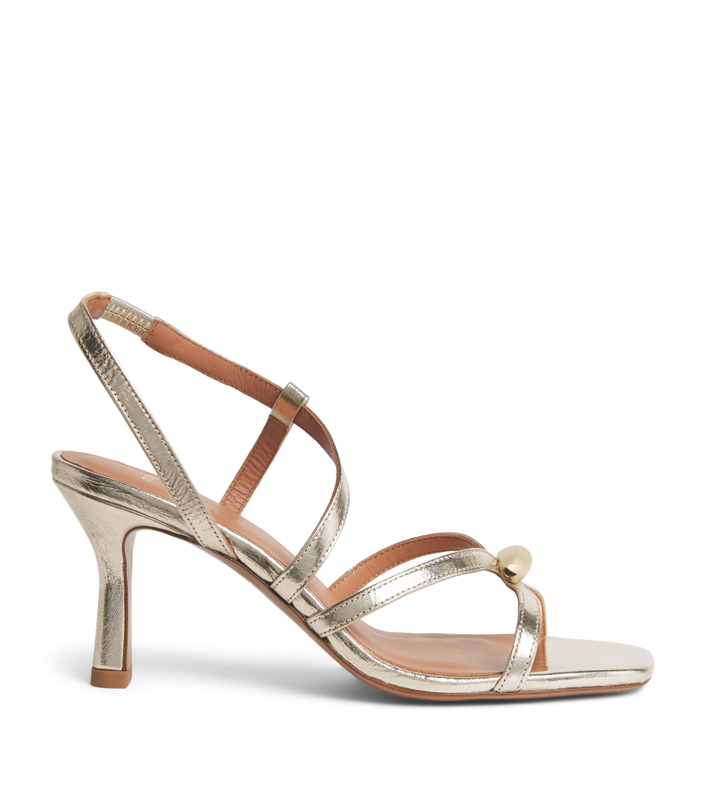 Maje Metallic Leather Heeled Sandals 70 Light Gold Image 1