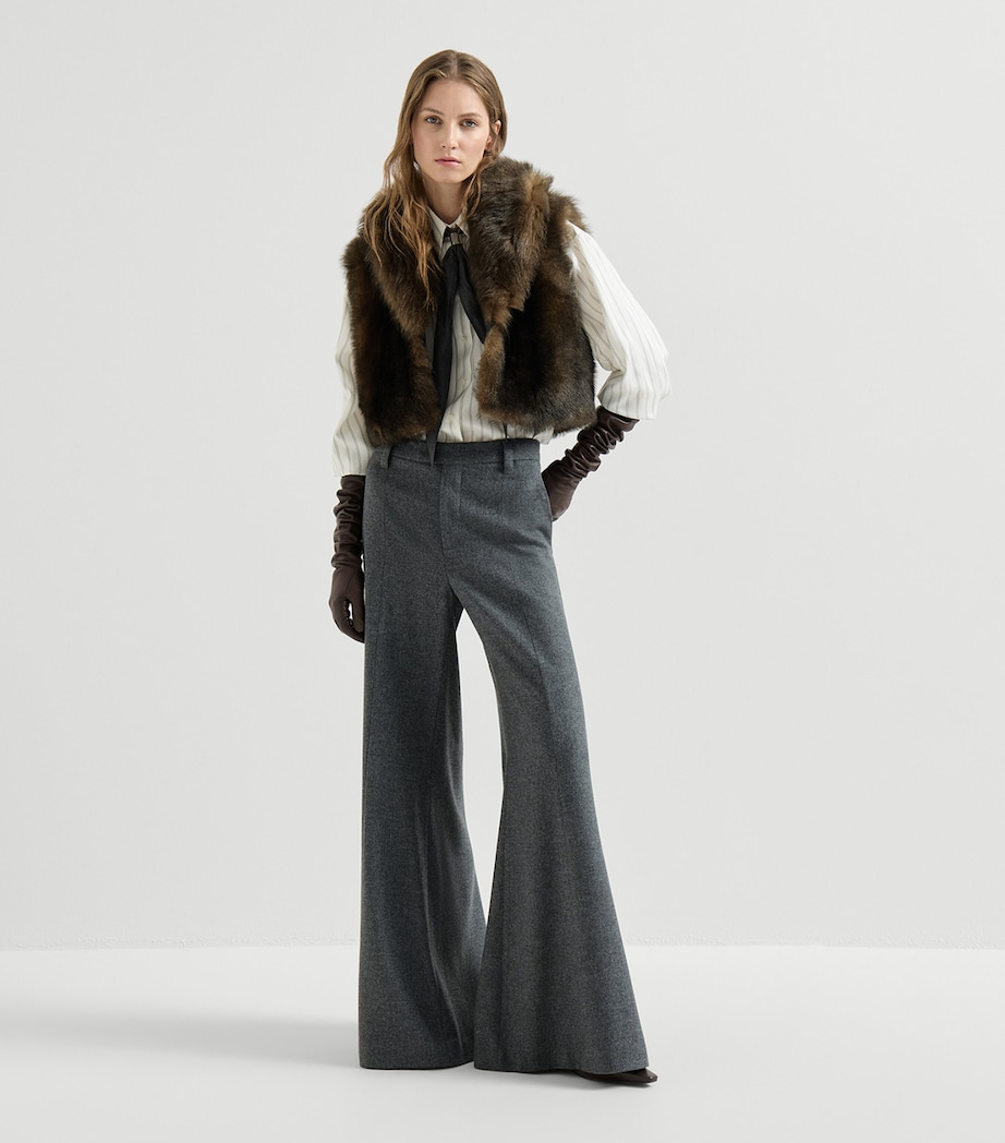Brunello Cucinelli Womens Shearling Sleeveless Jacket Marrone Focato Image 5