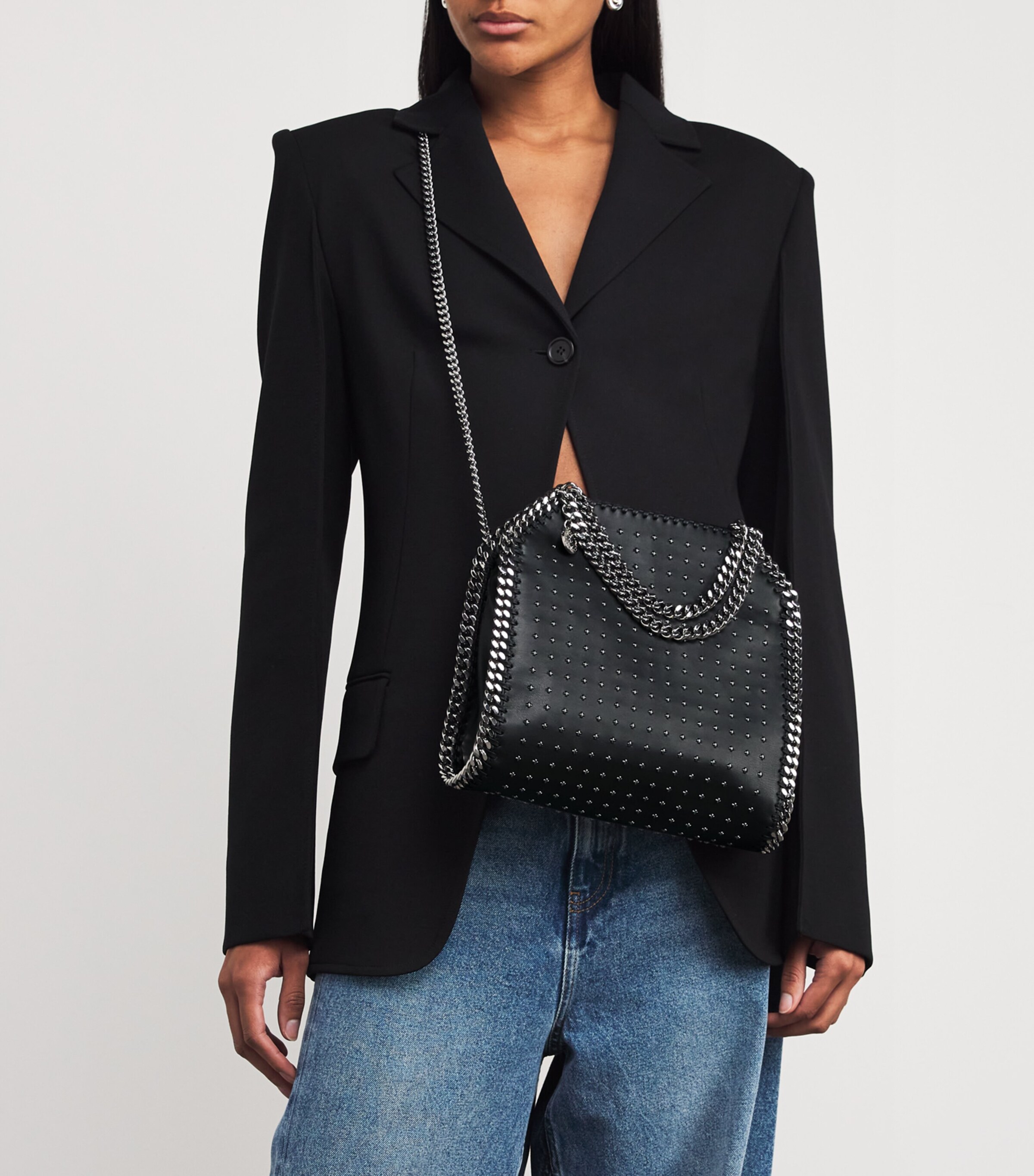 Mini Star-Studded Falabella Tote Bag 1000 BLACK Image 2