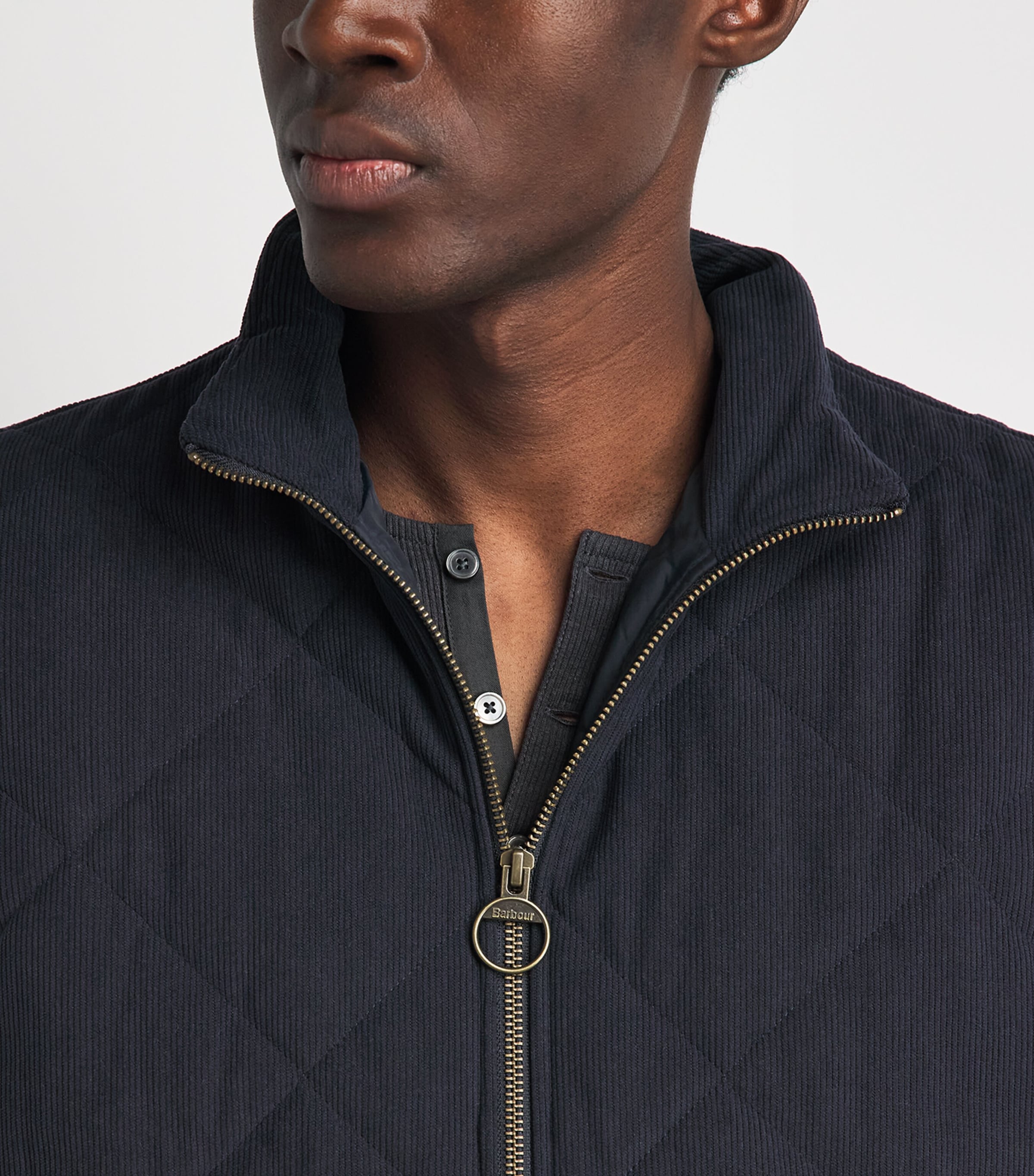 Barbour Mens Quilted Corden Gilet Dark Navy Image 3