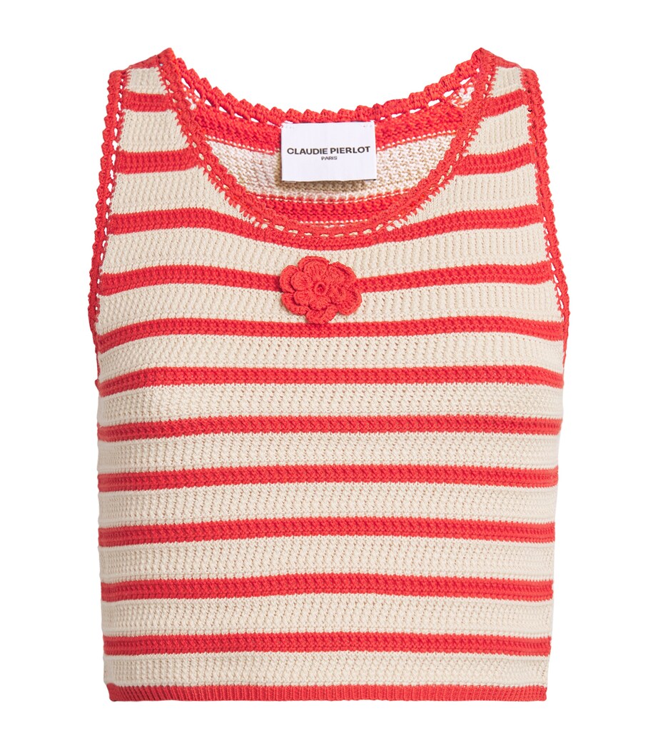 Cotton Crochet Crop Top CORAL Image 1