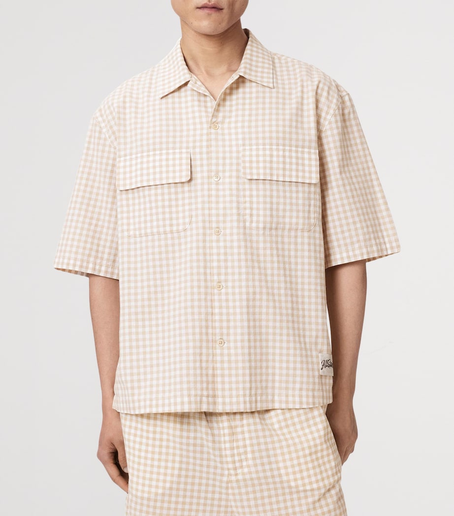 AllSaints Mens Organic Cotton Check Rockland Shirt Desert Yellow Image 3