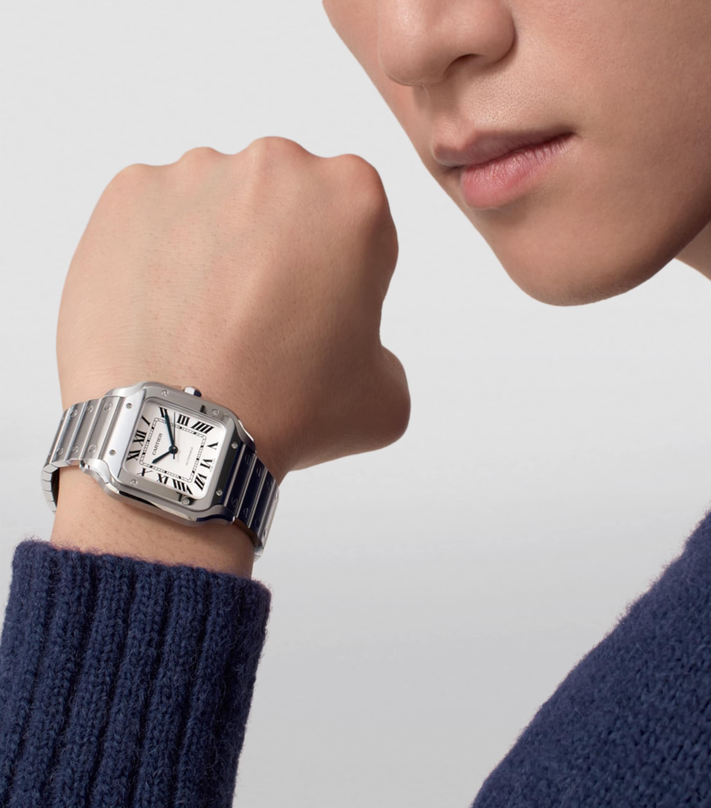 Stainless Steel Santos de Cartier Watch 35.1mm GREY Image 5