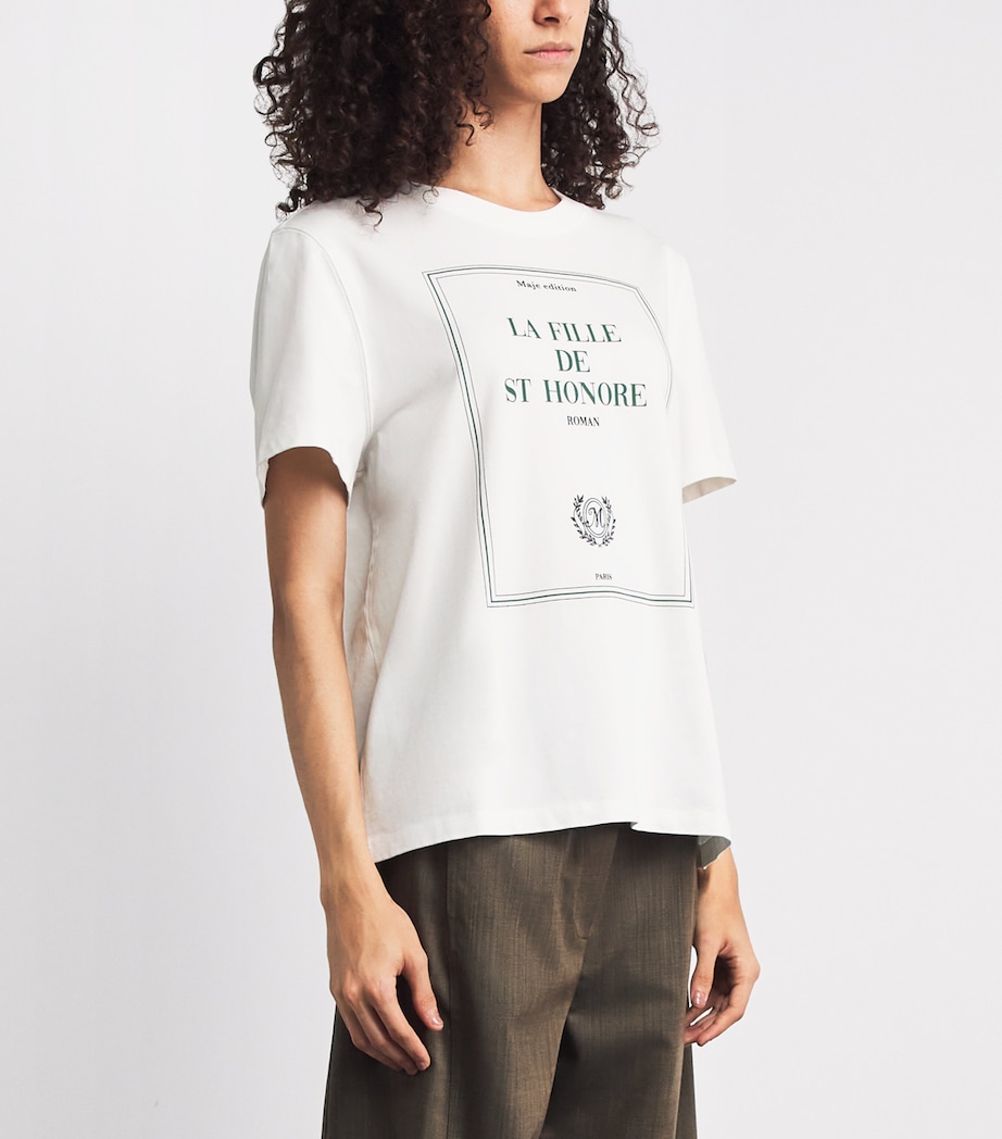 Maje Womens Cotton La Fille de Saint-Honoré T-Shirt White Image 4