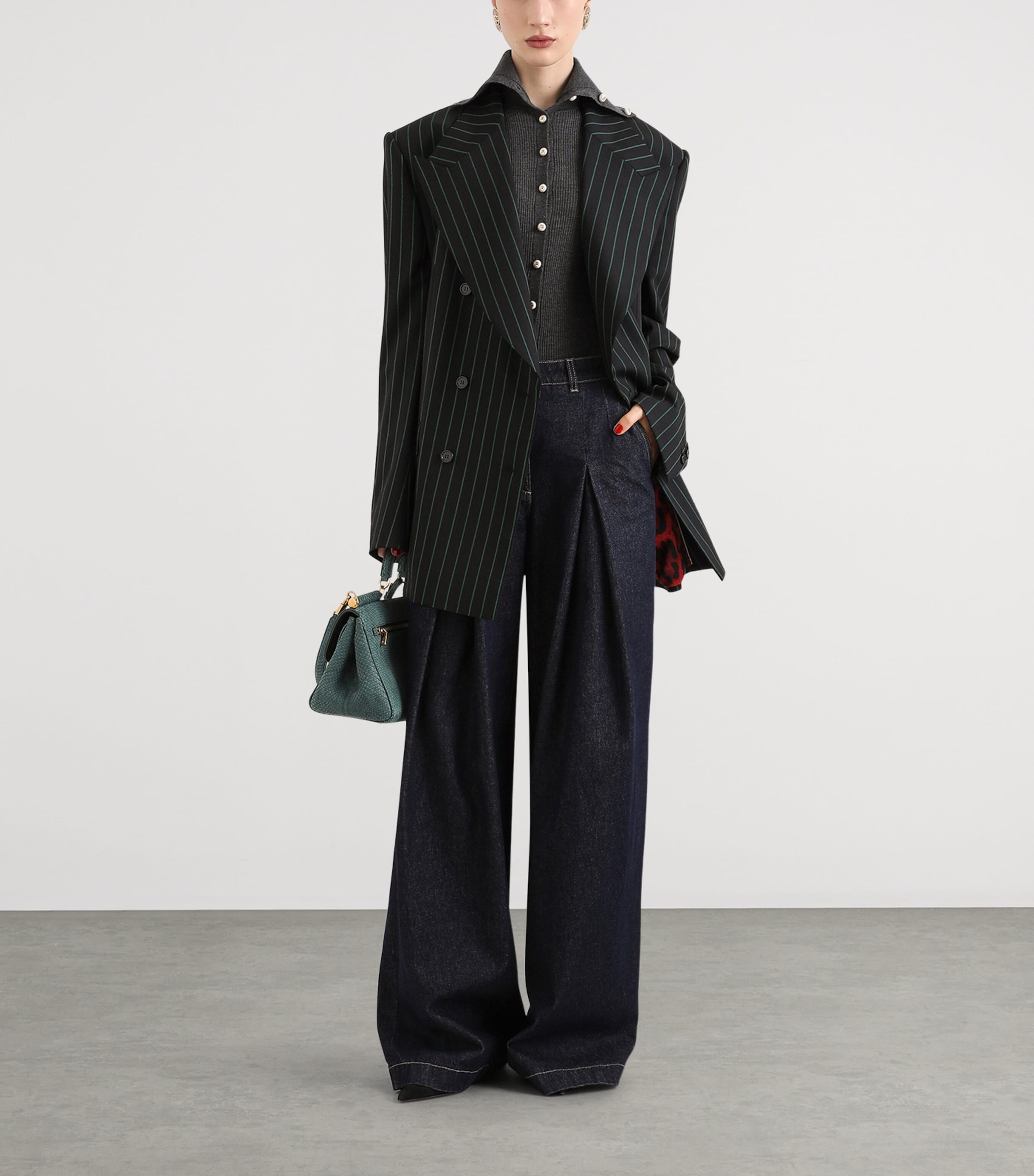 Dolce&Gabbana Womens Wool-Blend Stripe Blazer Striped Image 2