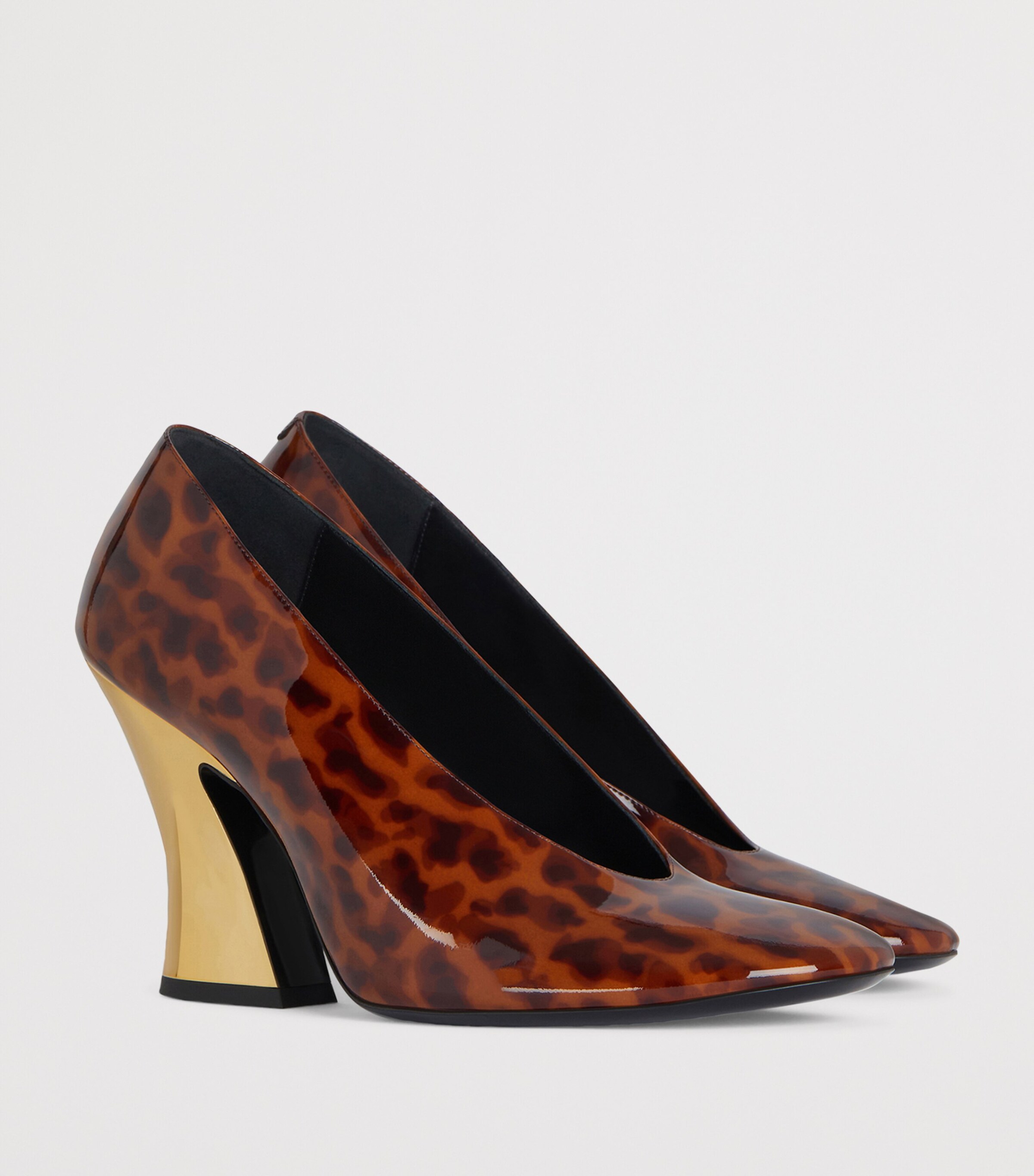 Leather Sculptural Pumps 95 DARK BROWN/BLACK Image 2