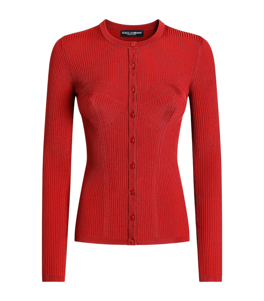 Dolce&Gabbana Womens Corset-Stitch Cardigan Nail Red Image 1