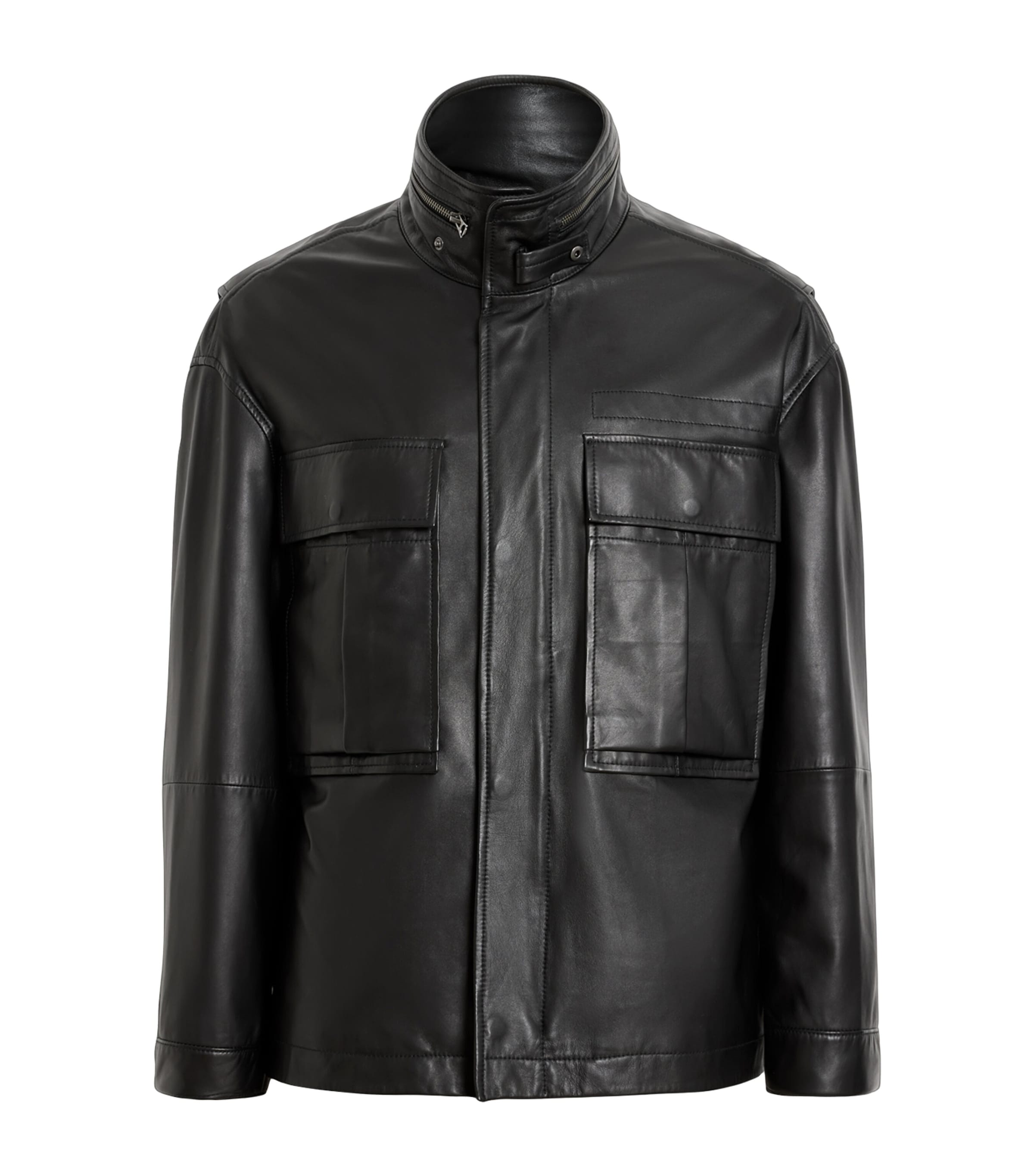 Halton Leather Jacket BLACK Image 1