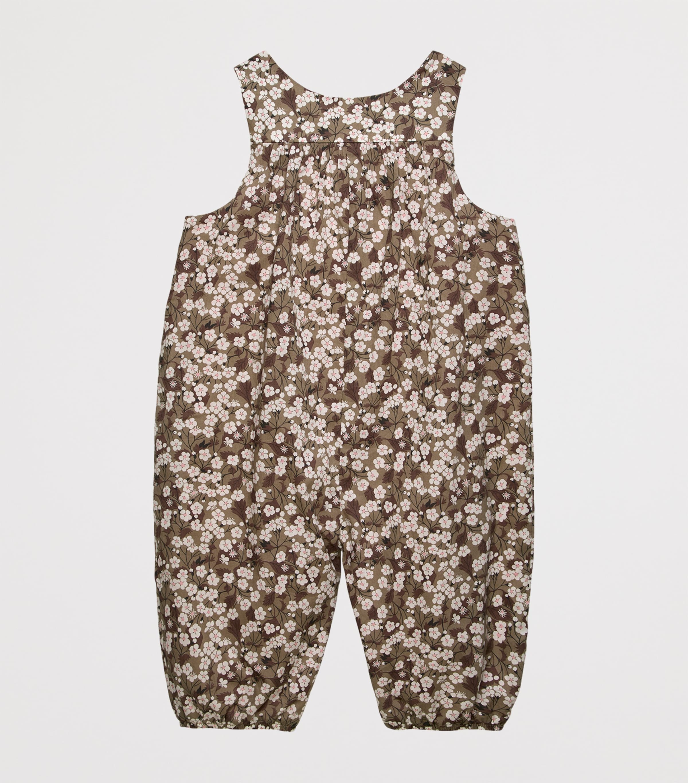 Cotton Blossom Print Dungarees (3-24 Months) MOCHA MITSI Image 2