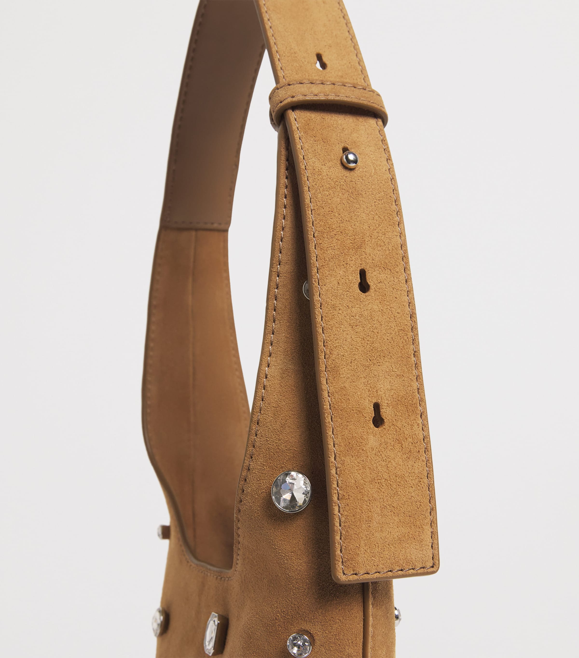 Suede Embellished Loop Shoulder Bag Y0090 ACORN Image 4