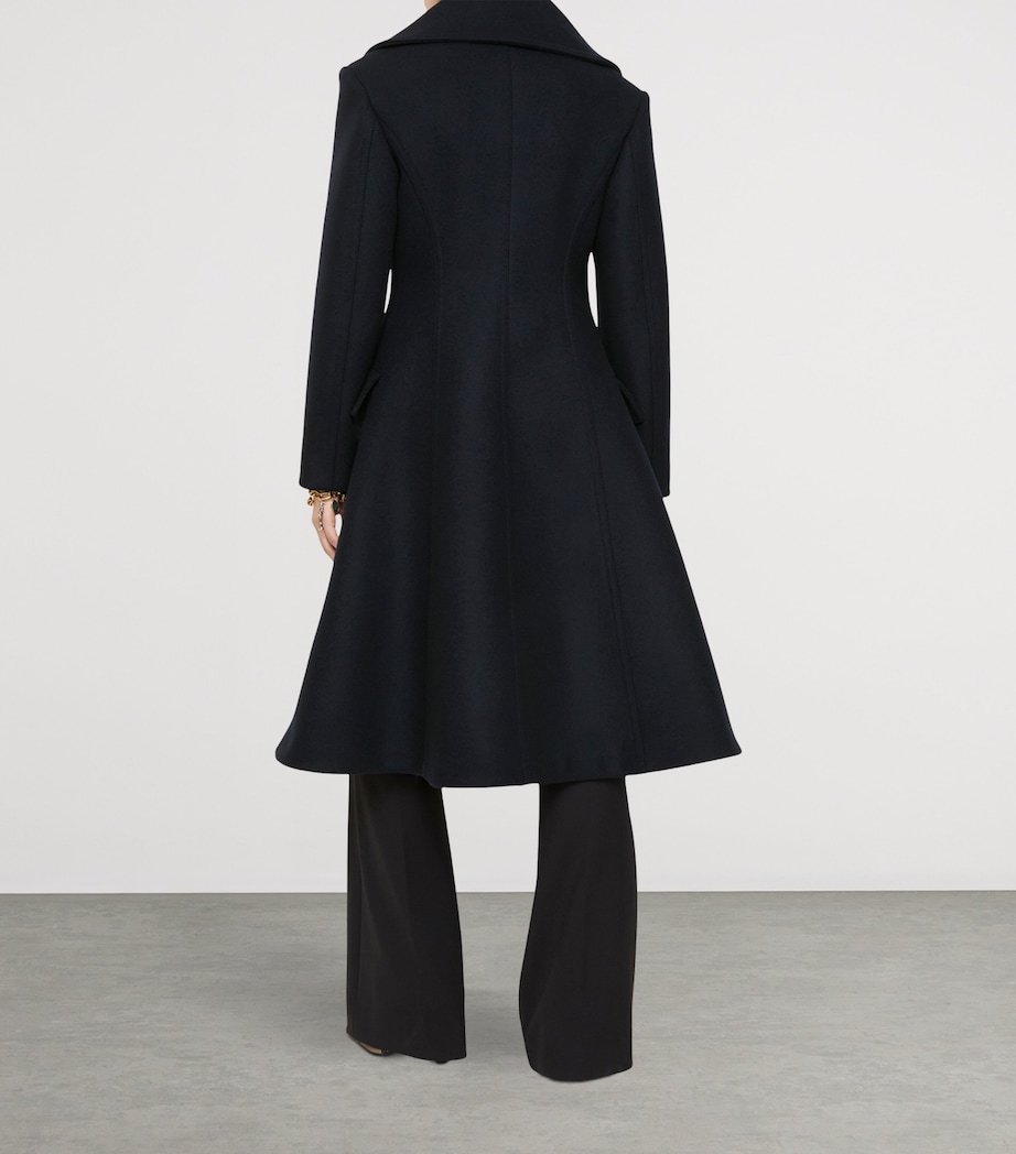 Burberry Womens Wool Tailored Coat Navy Image 4