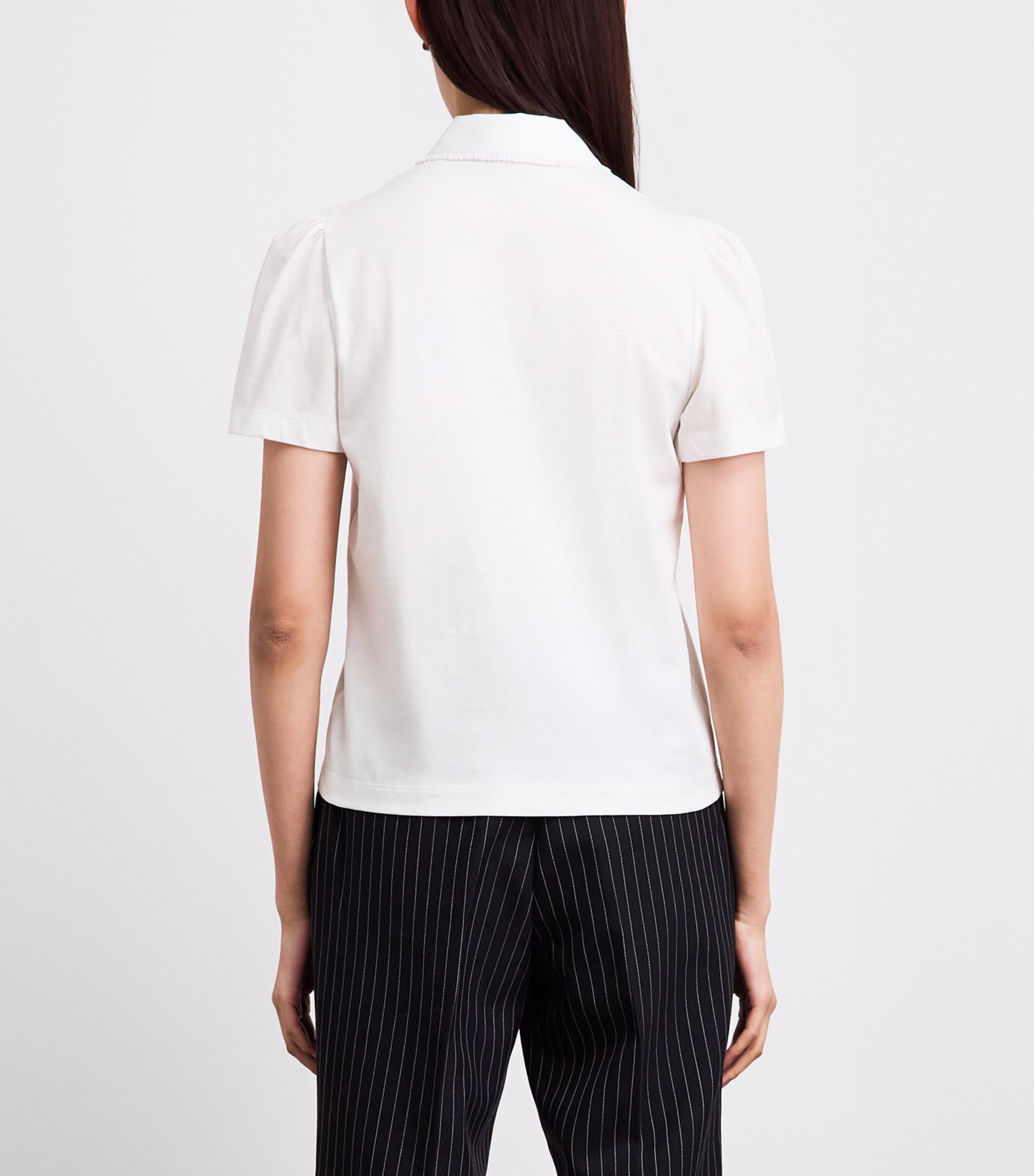 ME+EM Womens Frill-Trim Layering Shirt Fresh White Image 5