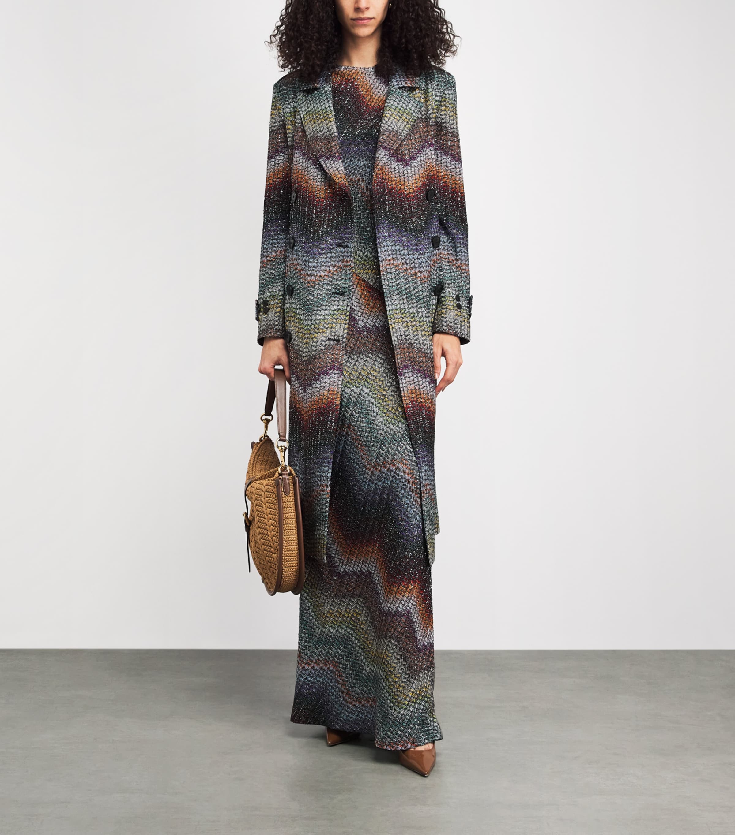 Missoni Womens Sequin Zigzag Maxi Dress Multi Dark Image 2