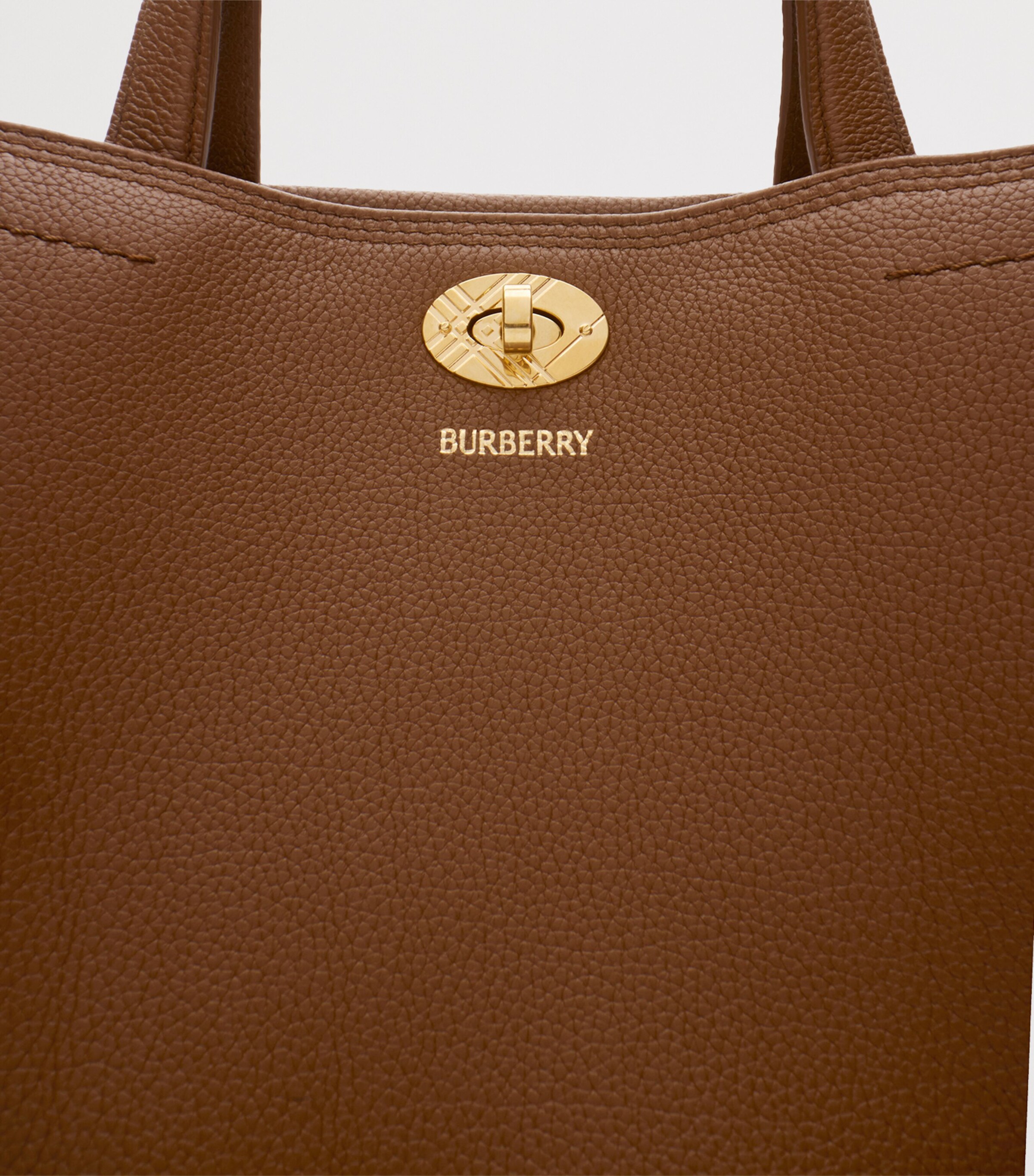 Burberry Womens Small Leather Cotswolds Check Tote Bag Hazel Image 6