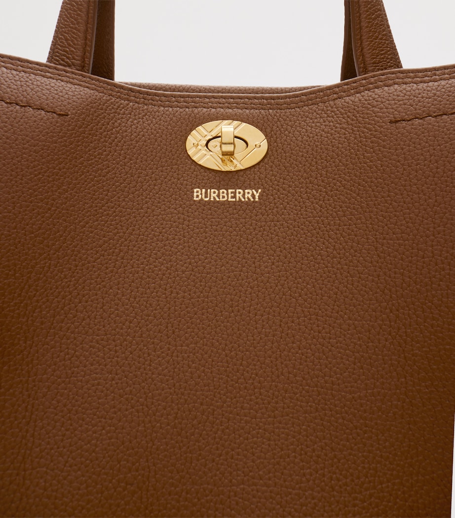 Burberry Womens Small Leather Cotswolds Check Tote Bag Hazel Image 6