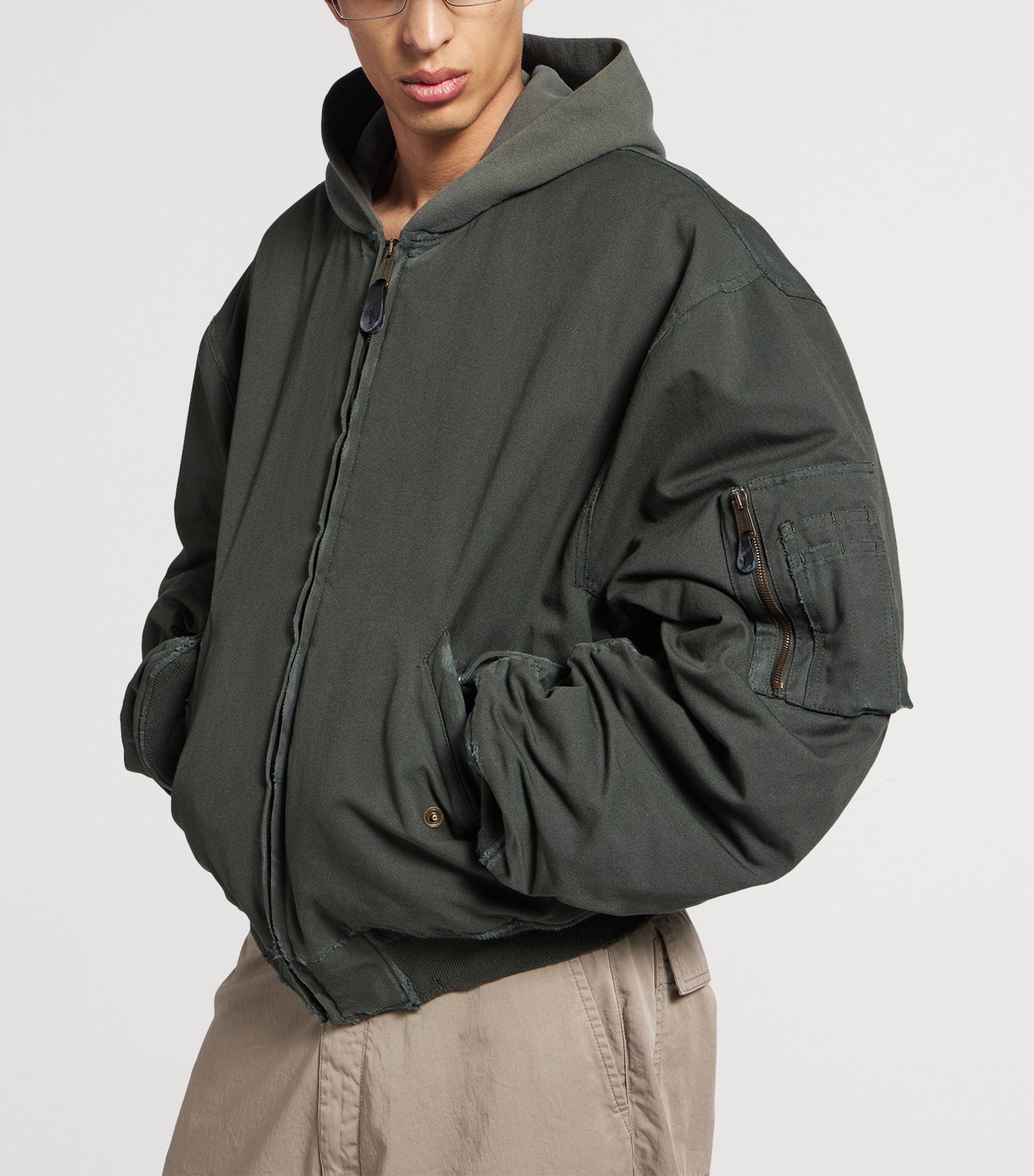 Cotton-Blend Hooded Bomber Jacket 1140 Image 5