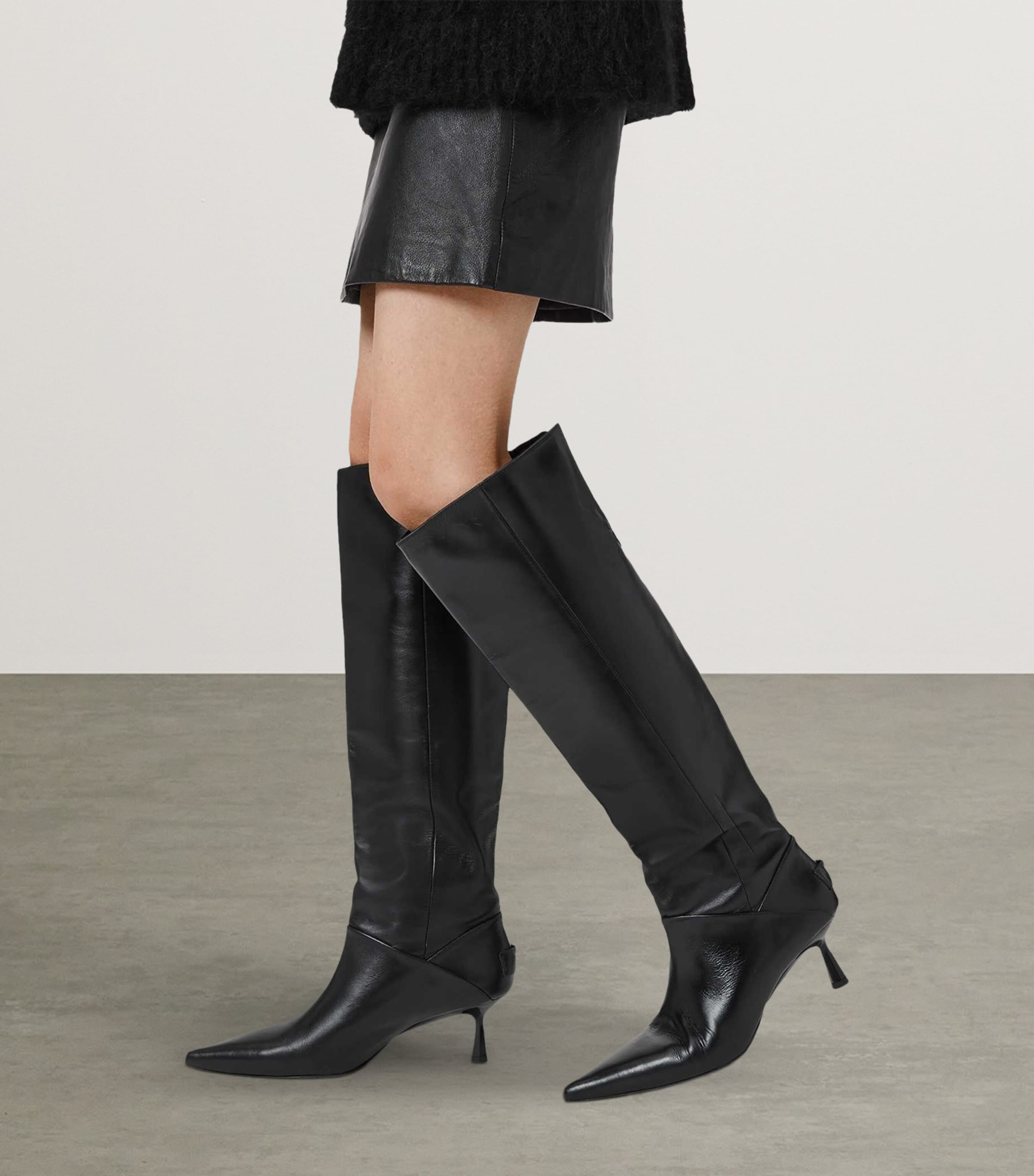Leather Odyssey Knee-High Boots BLACK Image 2