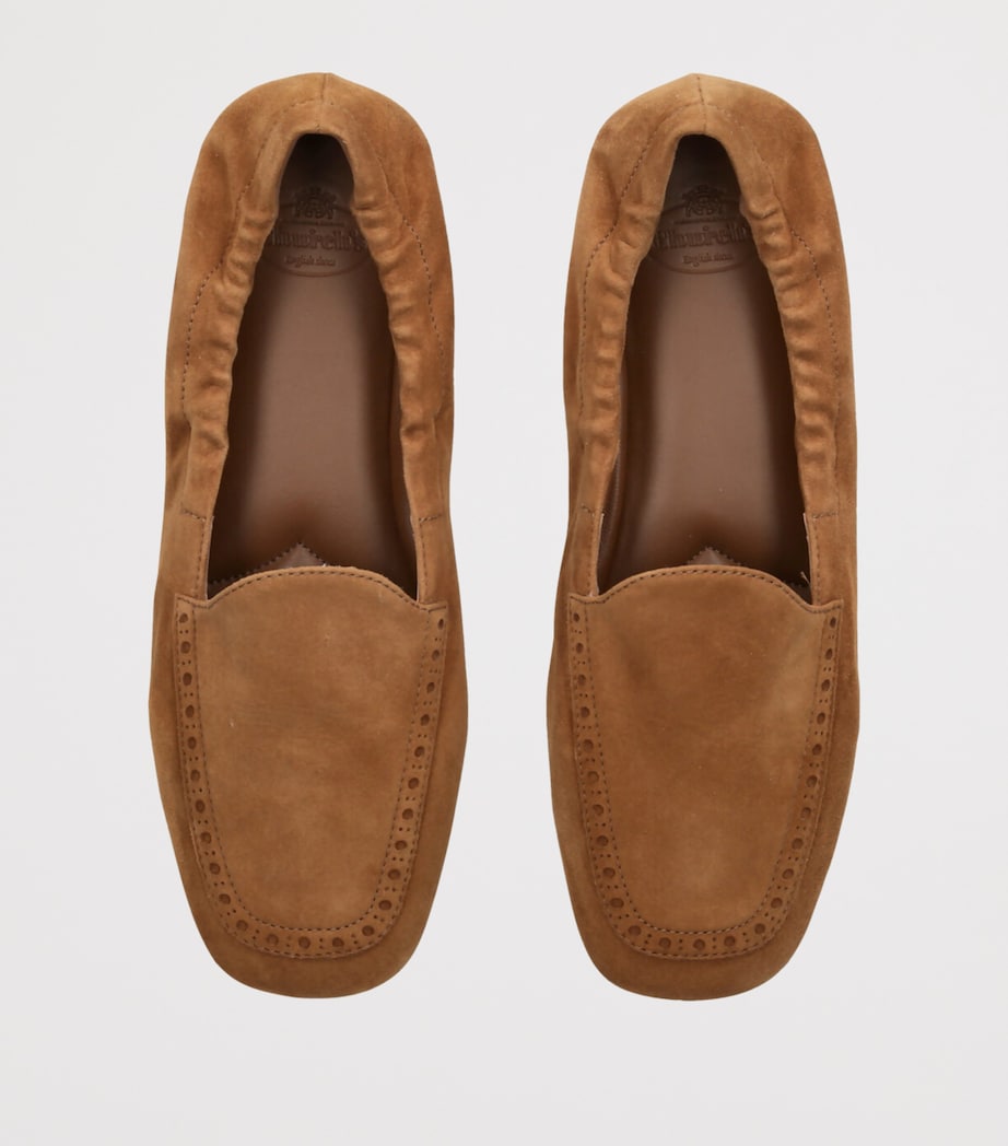 Suede Gathered Moccasin Loafers CAMEL Image 4