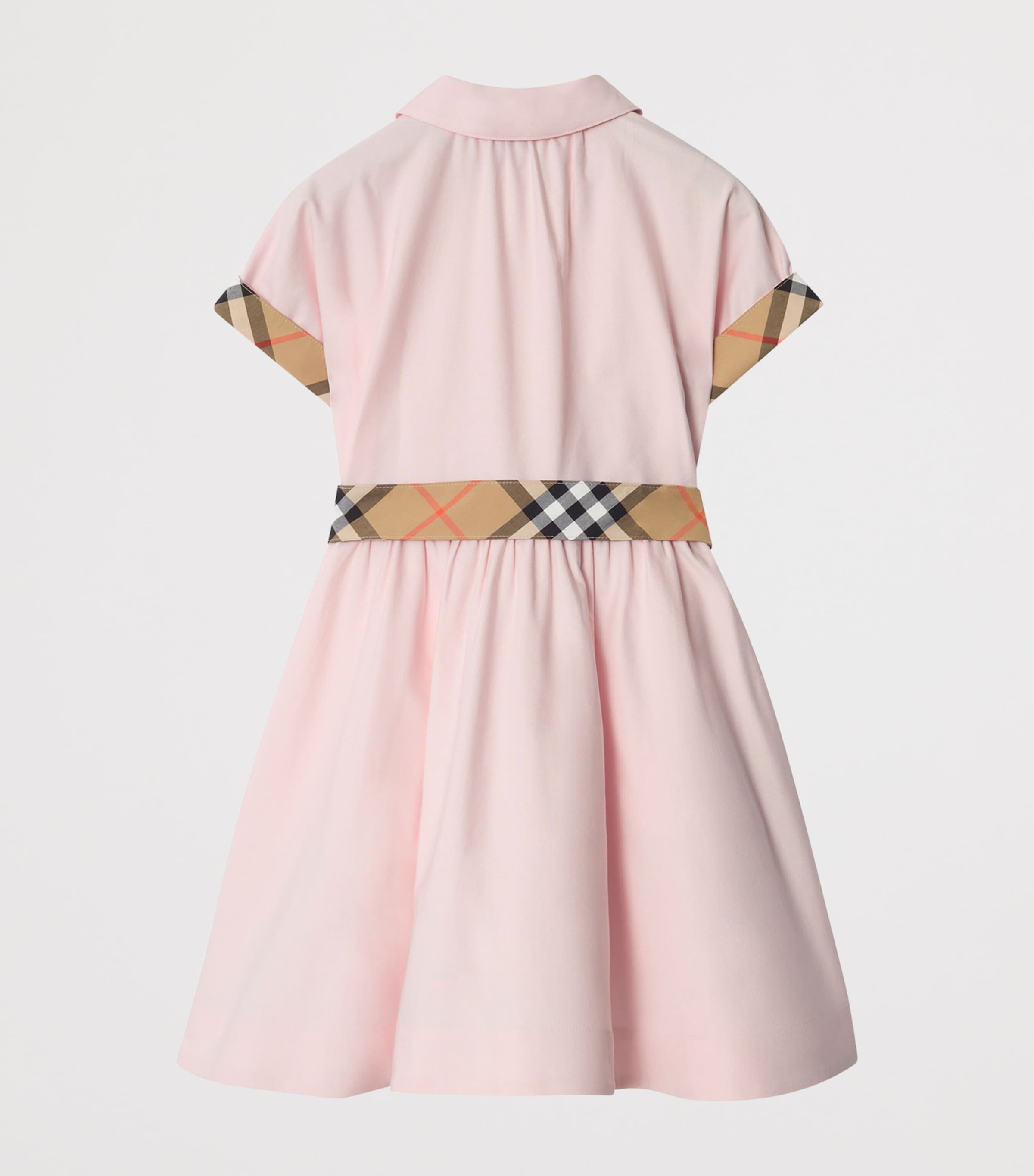 Cotton Check-Trim Shirt Dress (3-12 Years) ICE PINK Image 2