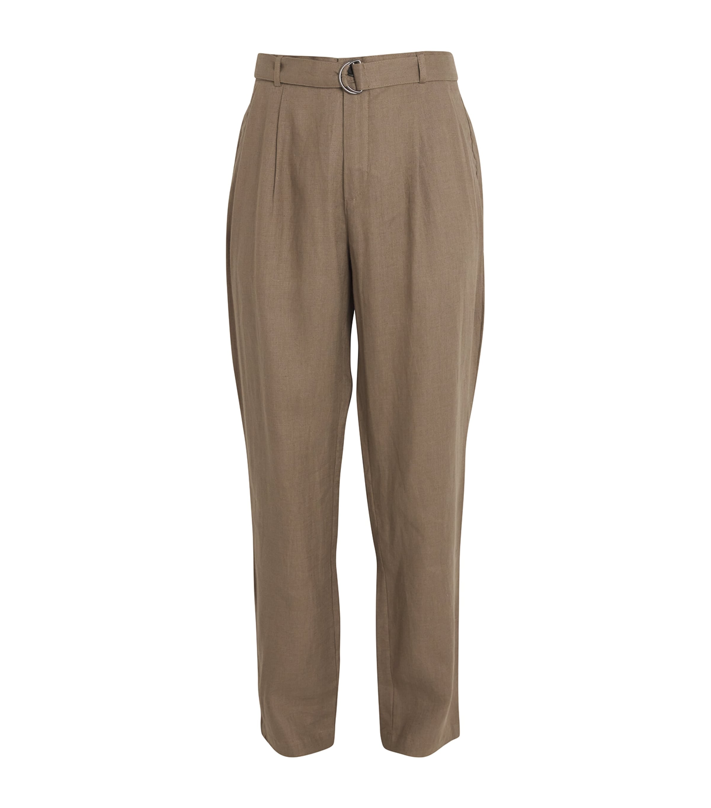 Oliver Spencer Fishtail Tapered Linen Trousers In Brown