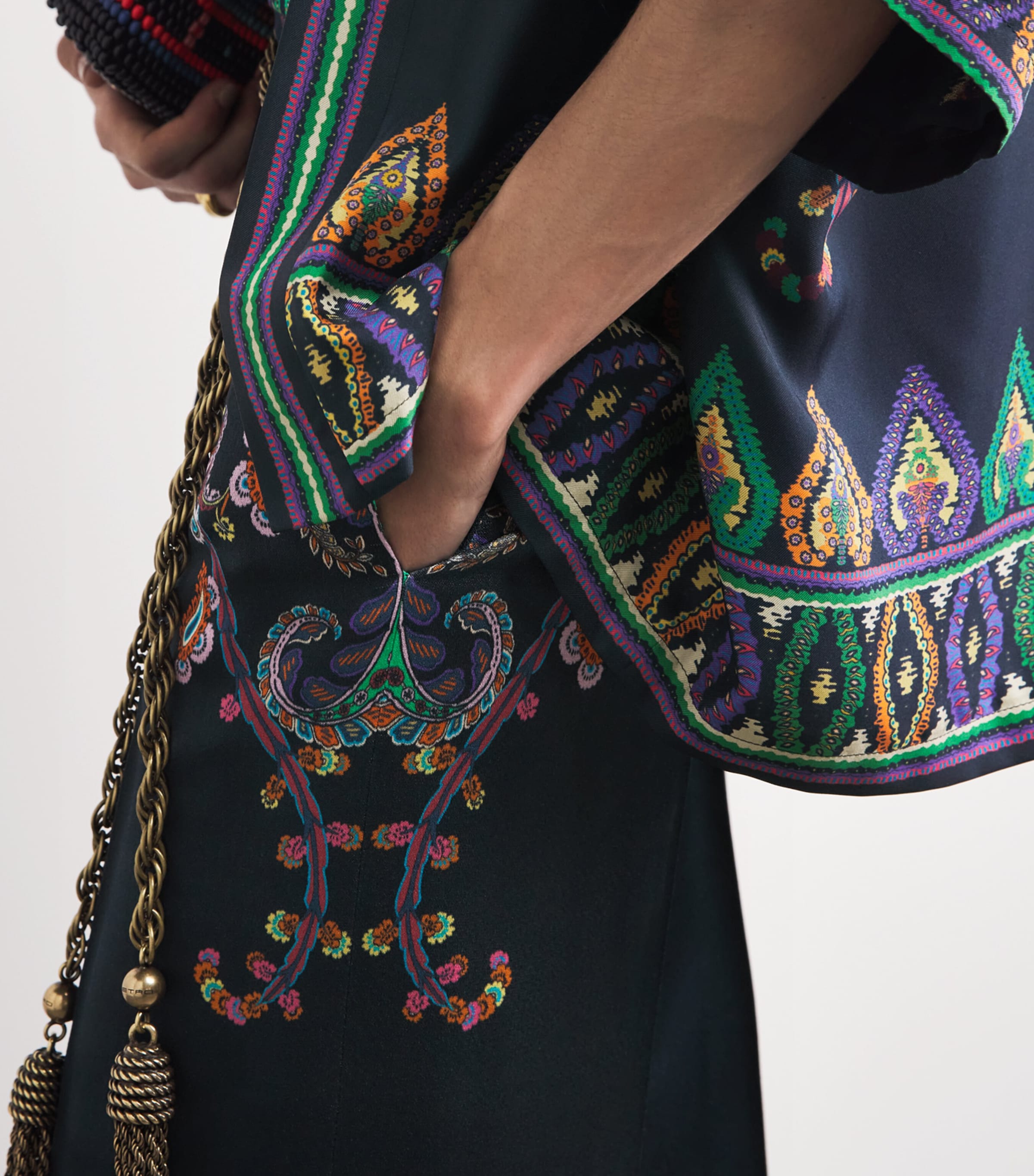 Etro Womens Satin Paisley Wide-Leg Trousers Image 3