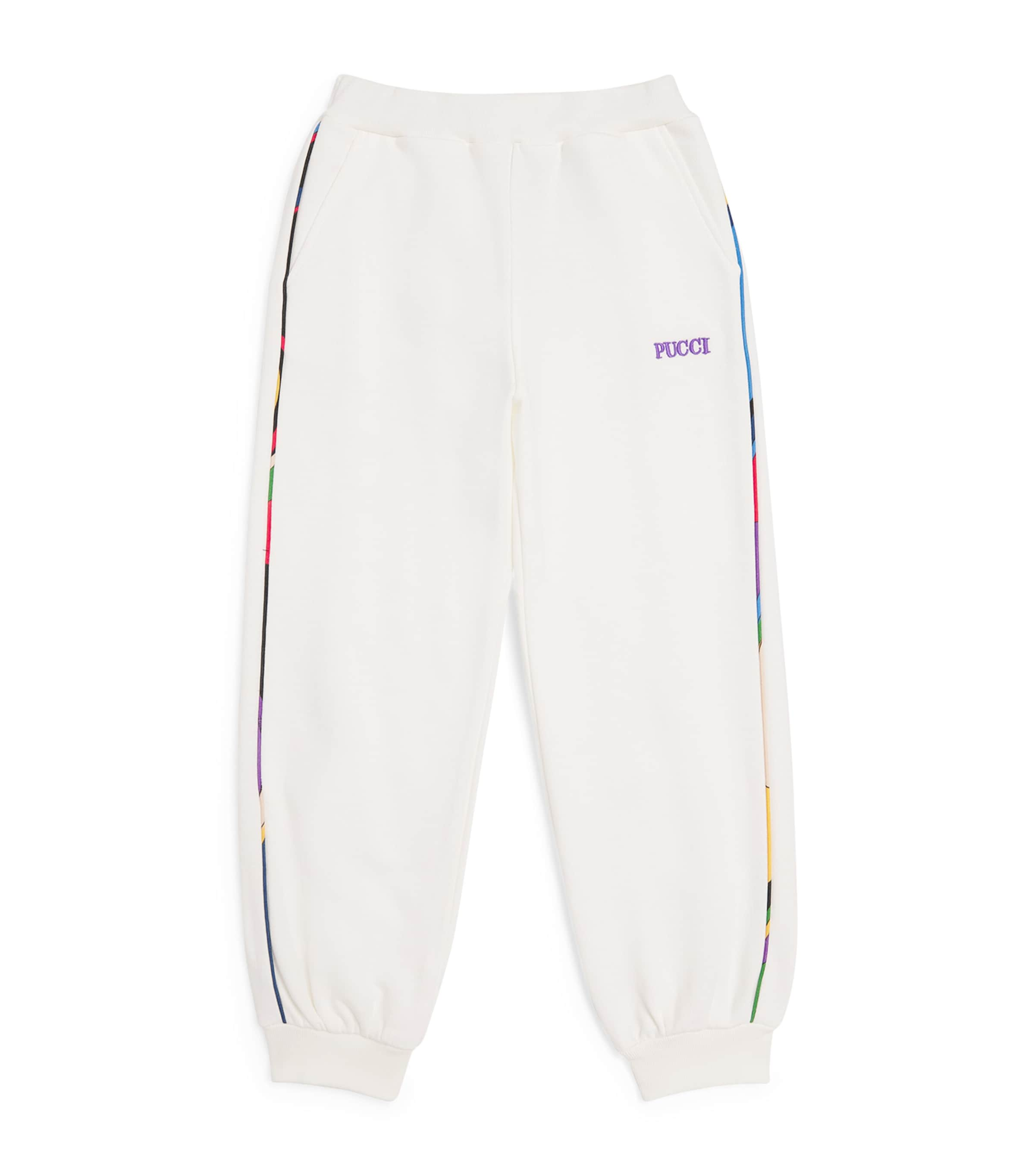 Pucci Junior Kids' Cotton Pocket-detail Sweatpants In Ivory