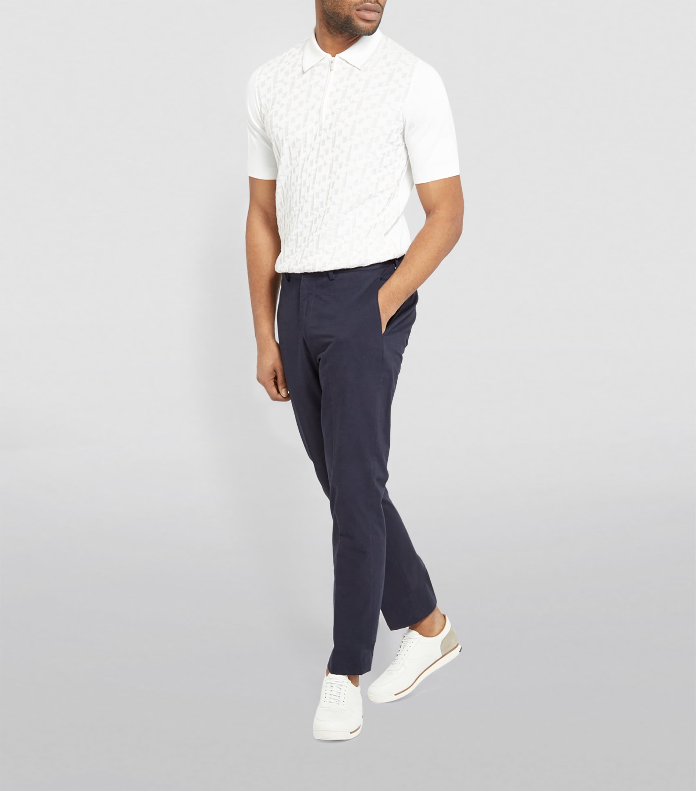 Cotton-Blend Straight Chinos NAVY Image 5