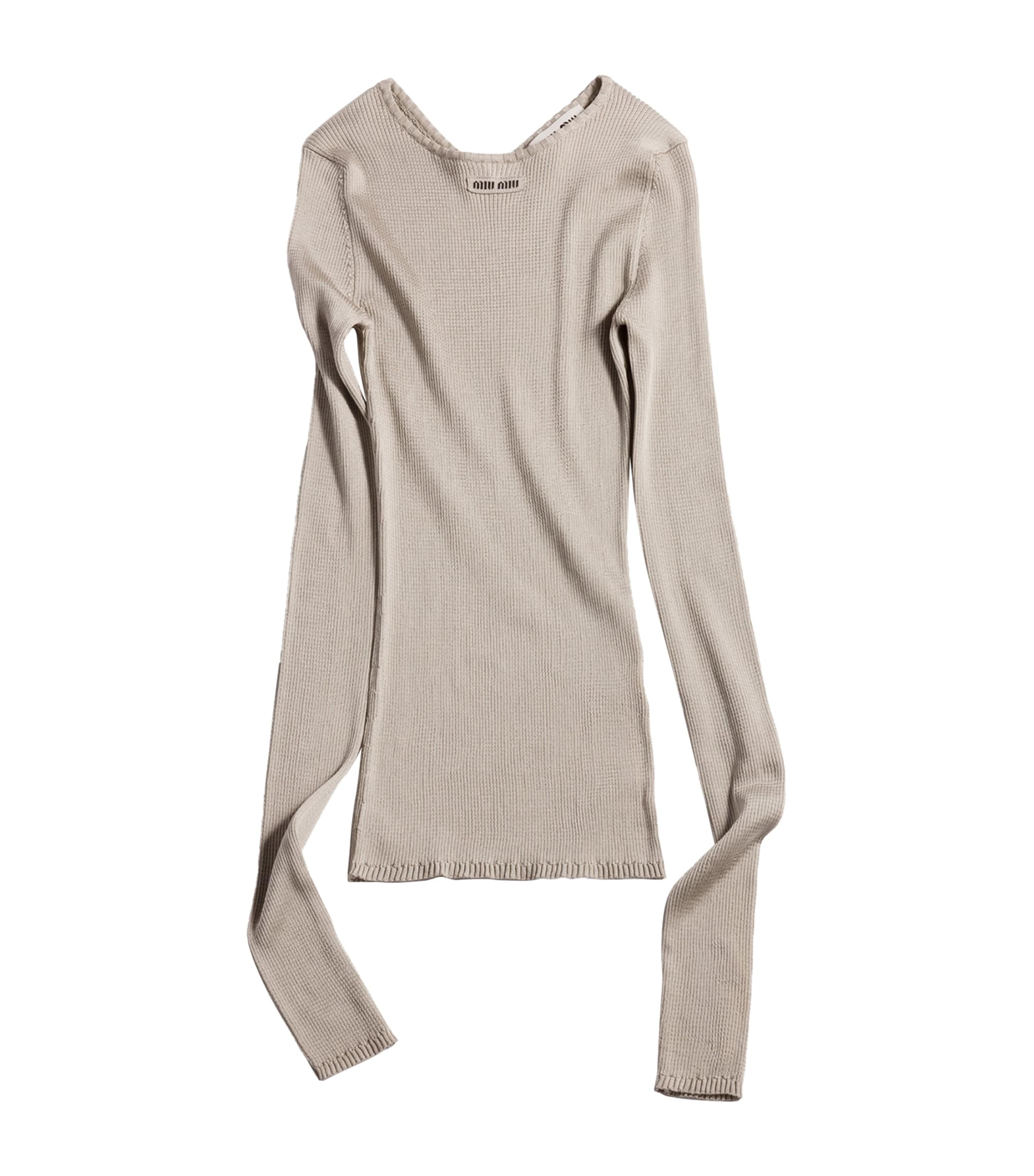 Miu Miu Womens Silk Rib-Knit Sweater Image 1
