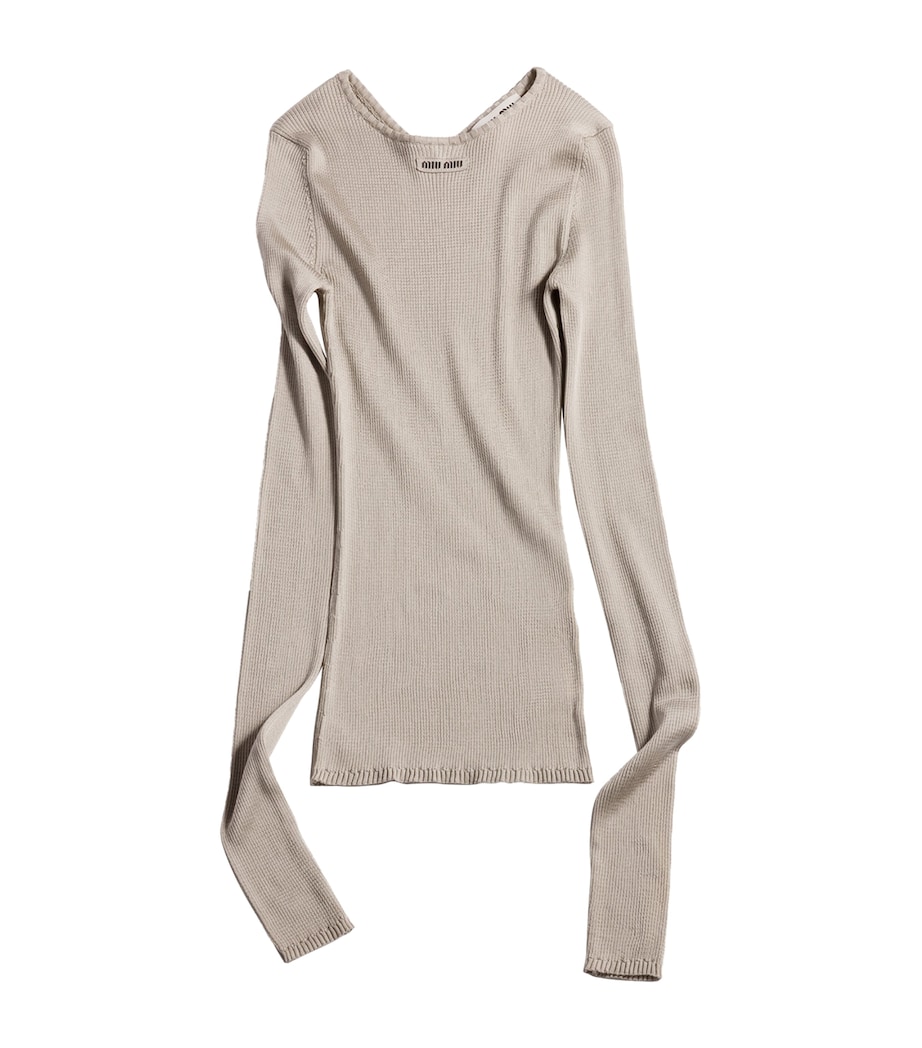 Miu Miu Womens Silk Rib-Knit Sweater Image 1