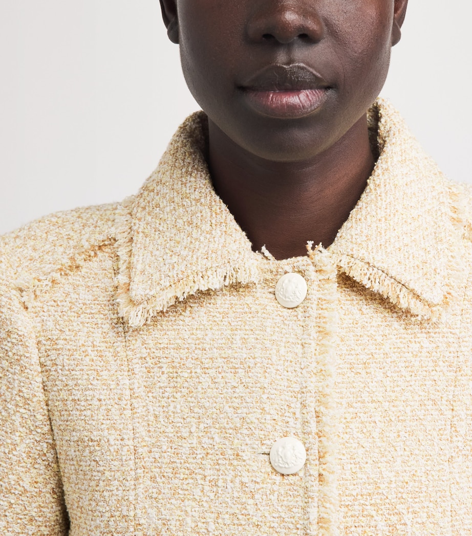 ME+EM Womens Fringed Short Jacket Cream Multi Image 3