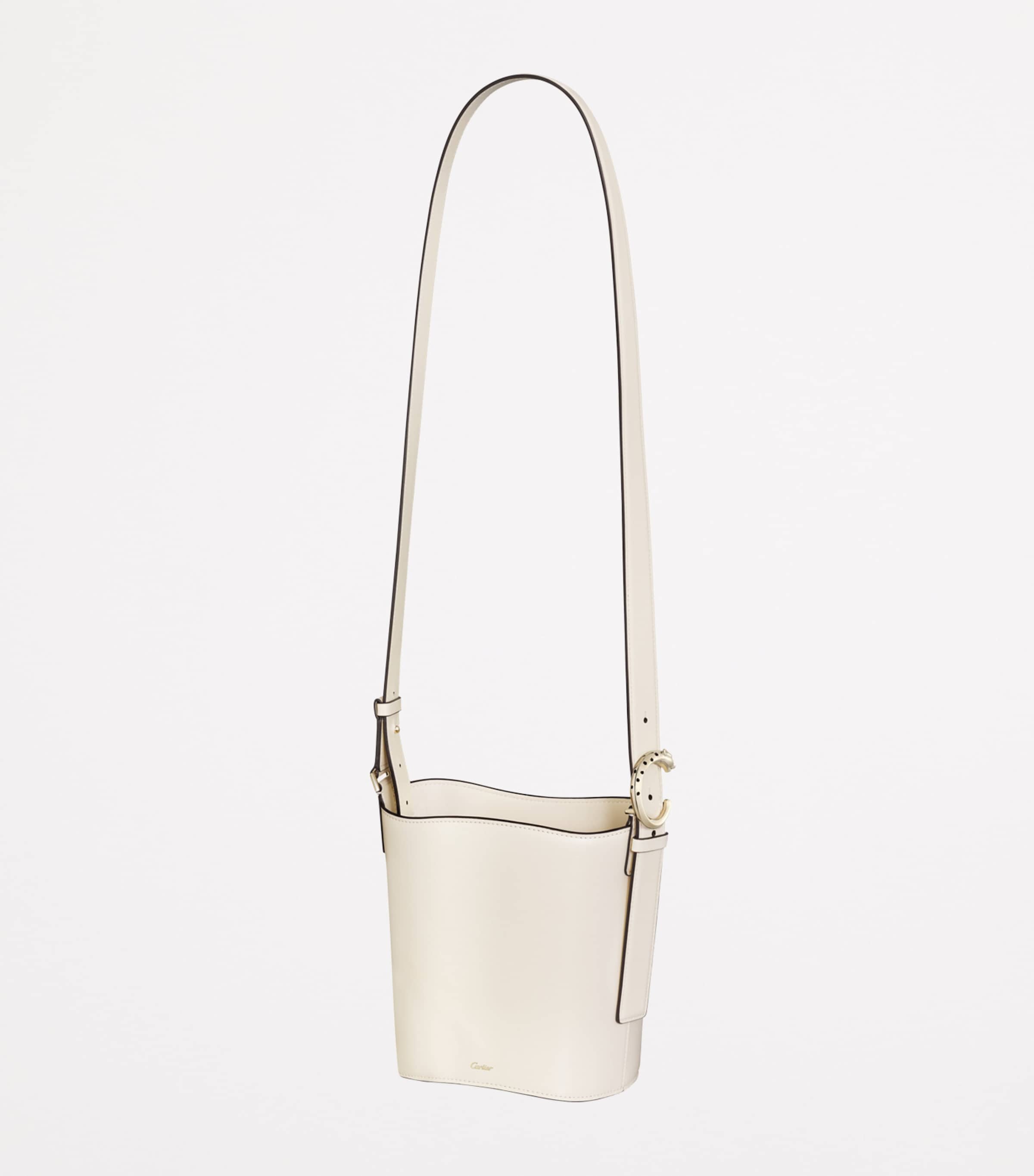 Small Leather Panthère C de Cartier Bucket Bag WHITE Image 7