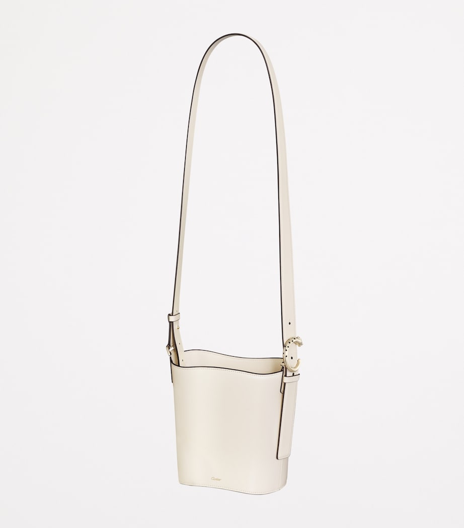 Small Leather Panthère C de Cartier Bucket Bag WHITE Image 7