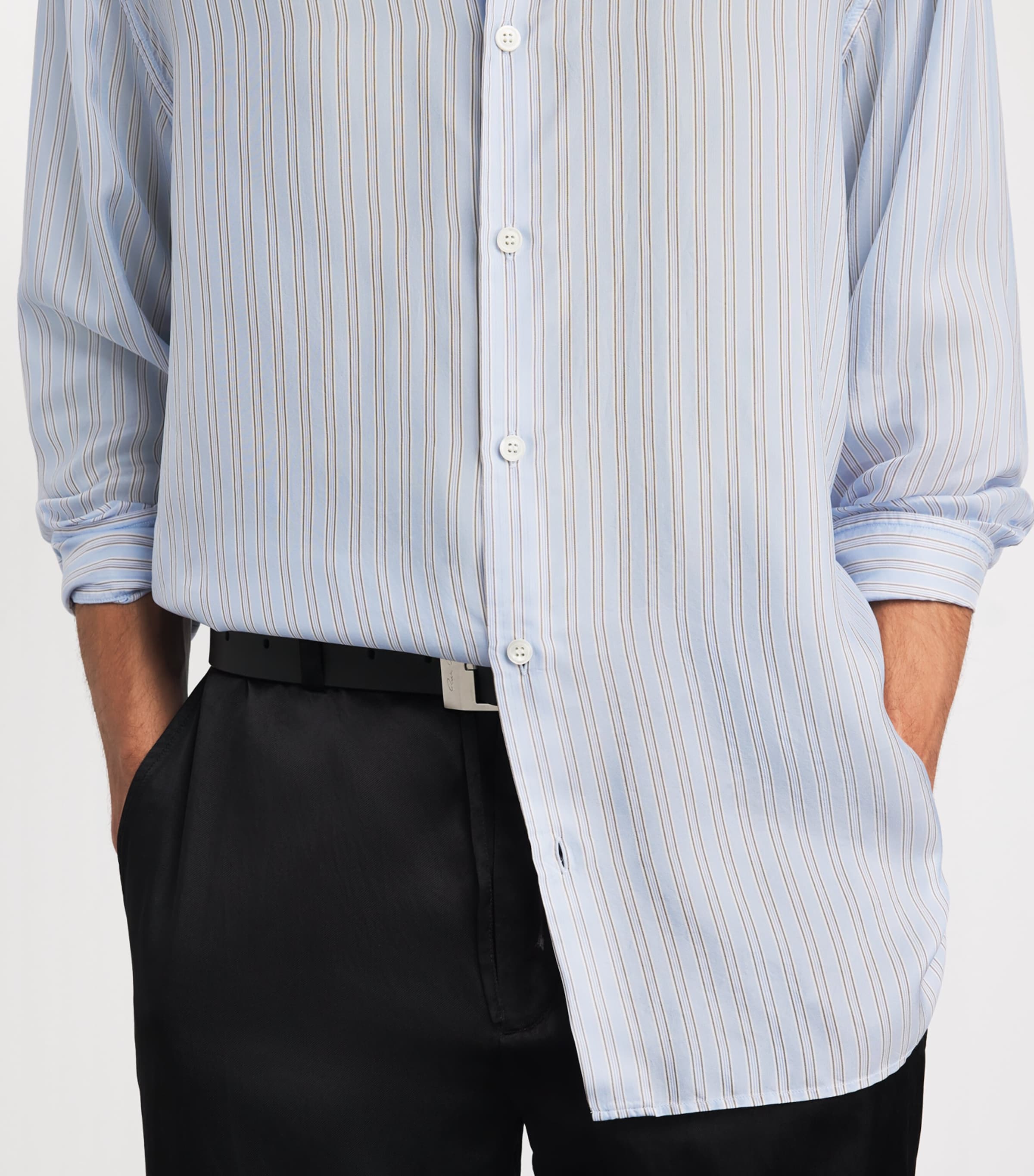 Cotton Stripe Shirt 514 LIGHT BLUE Image 6