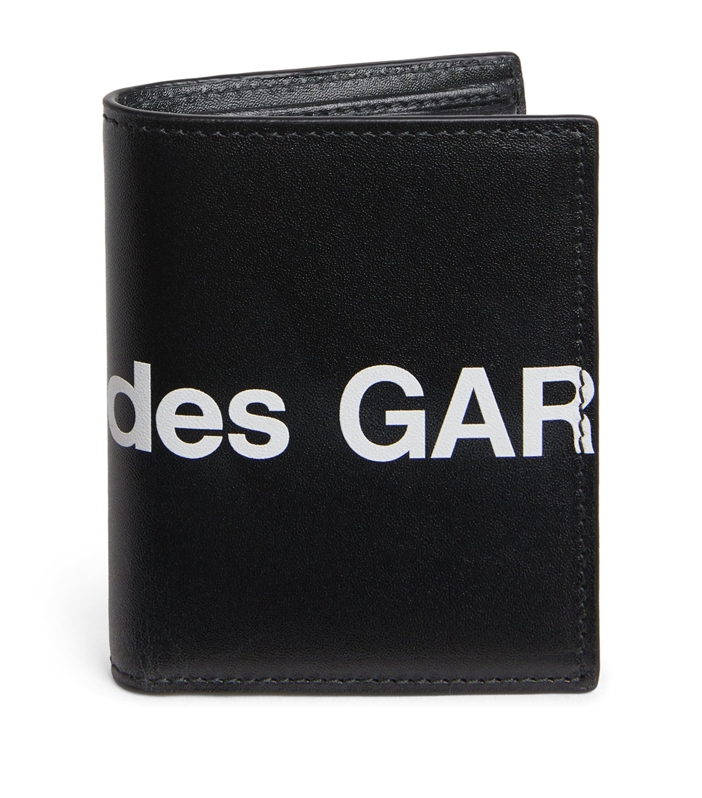 Comme Des Garçons Leather Logo Bifold Wallet In Black