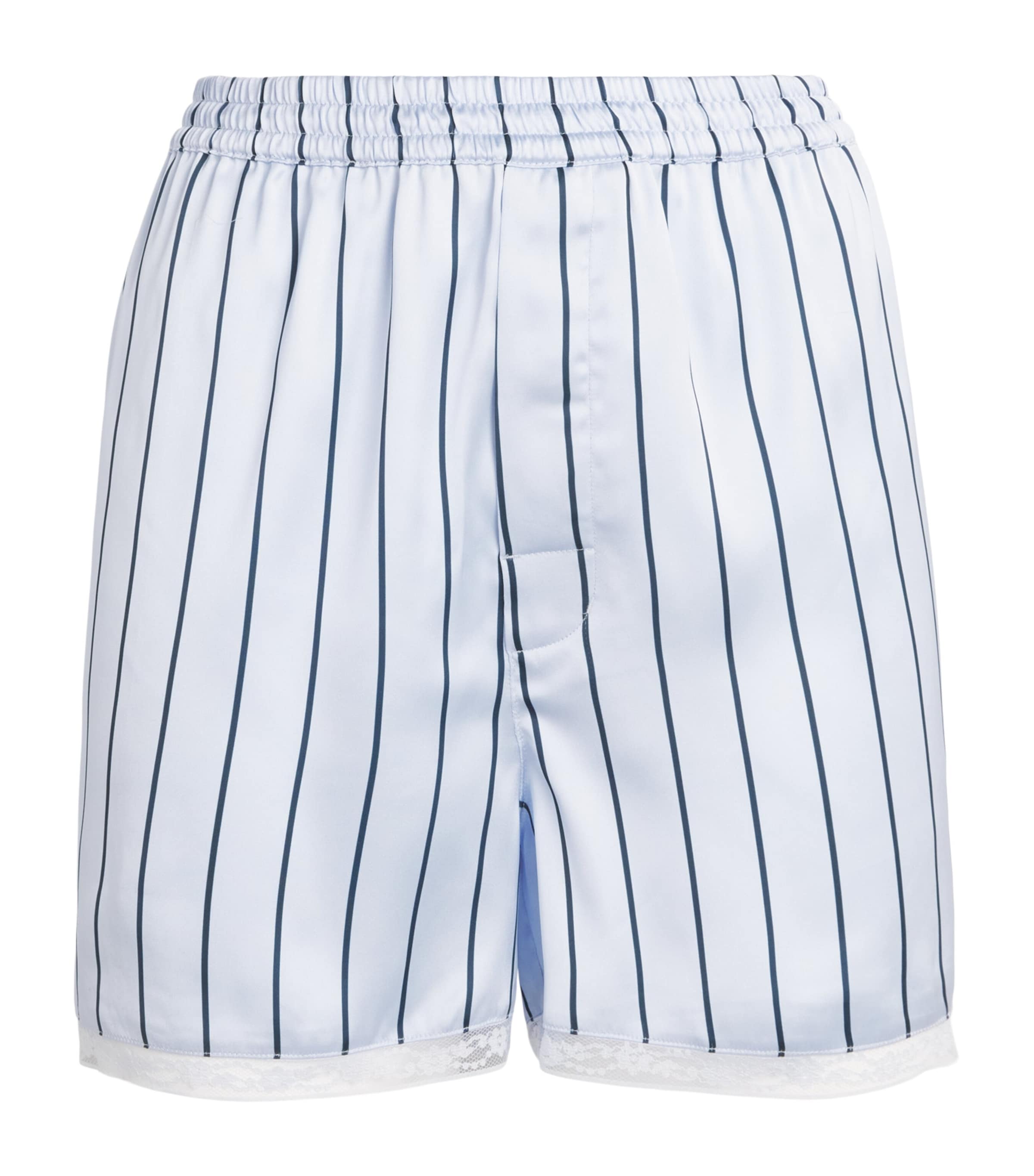 Skims Womens Woven Shine Boxer Shorts Periwinkle Wde Strpe Image 1