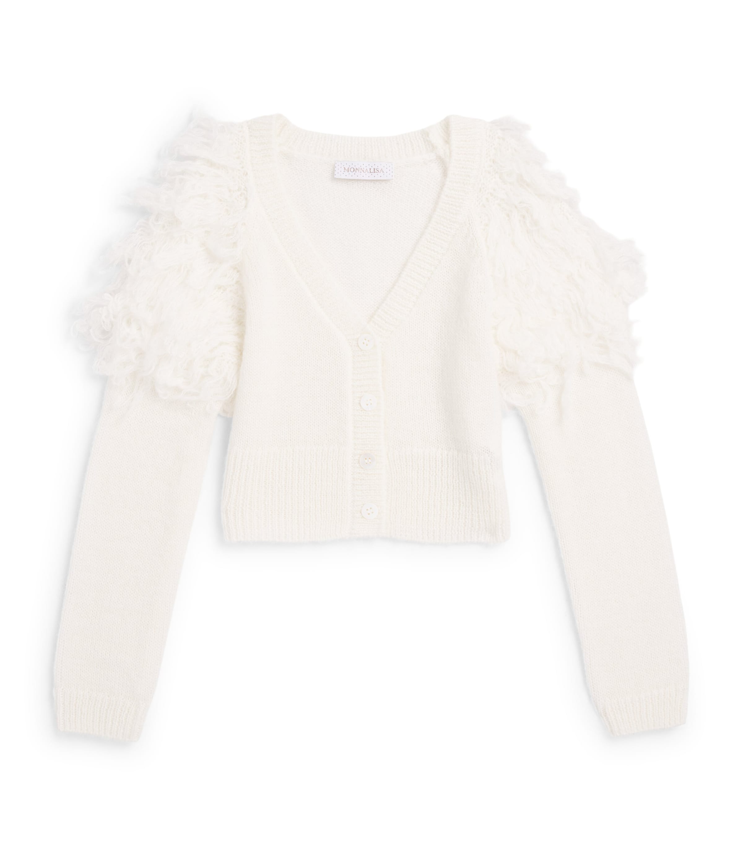 Monnalisa Faux-Fur Fringe Cardigan (4-12 Years) Panna Image 1