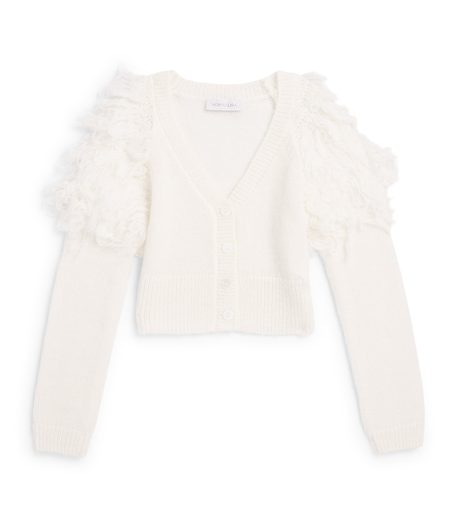 Monnalisa Faux-Fur Fringe Cardigan (4-12 Years) Panna Image 1