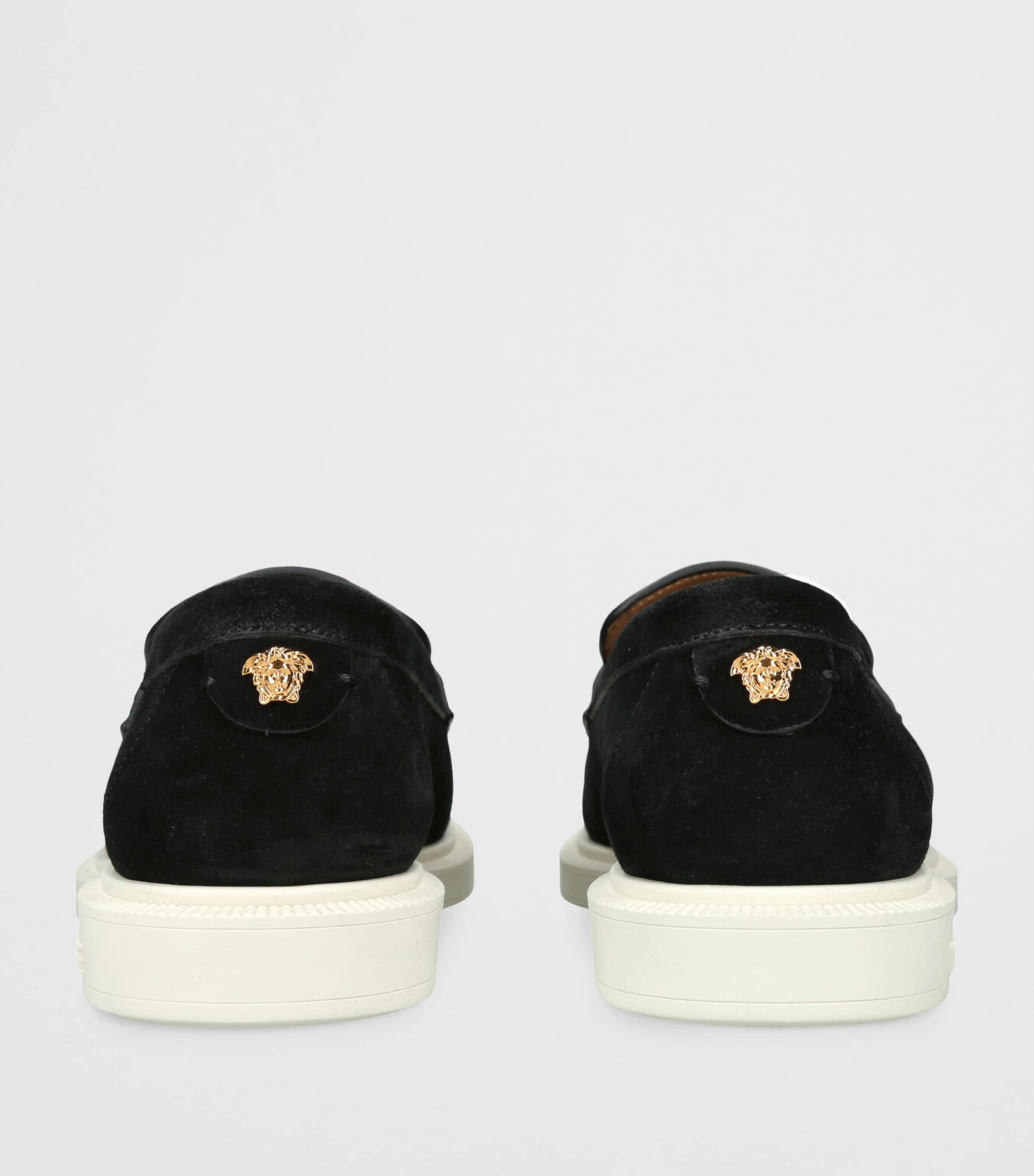 Suede Greco Monogram Loafers BLACK Image 2