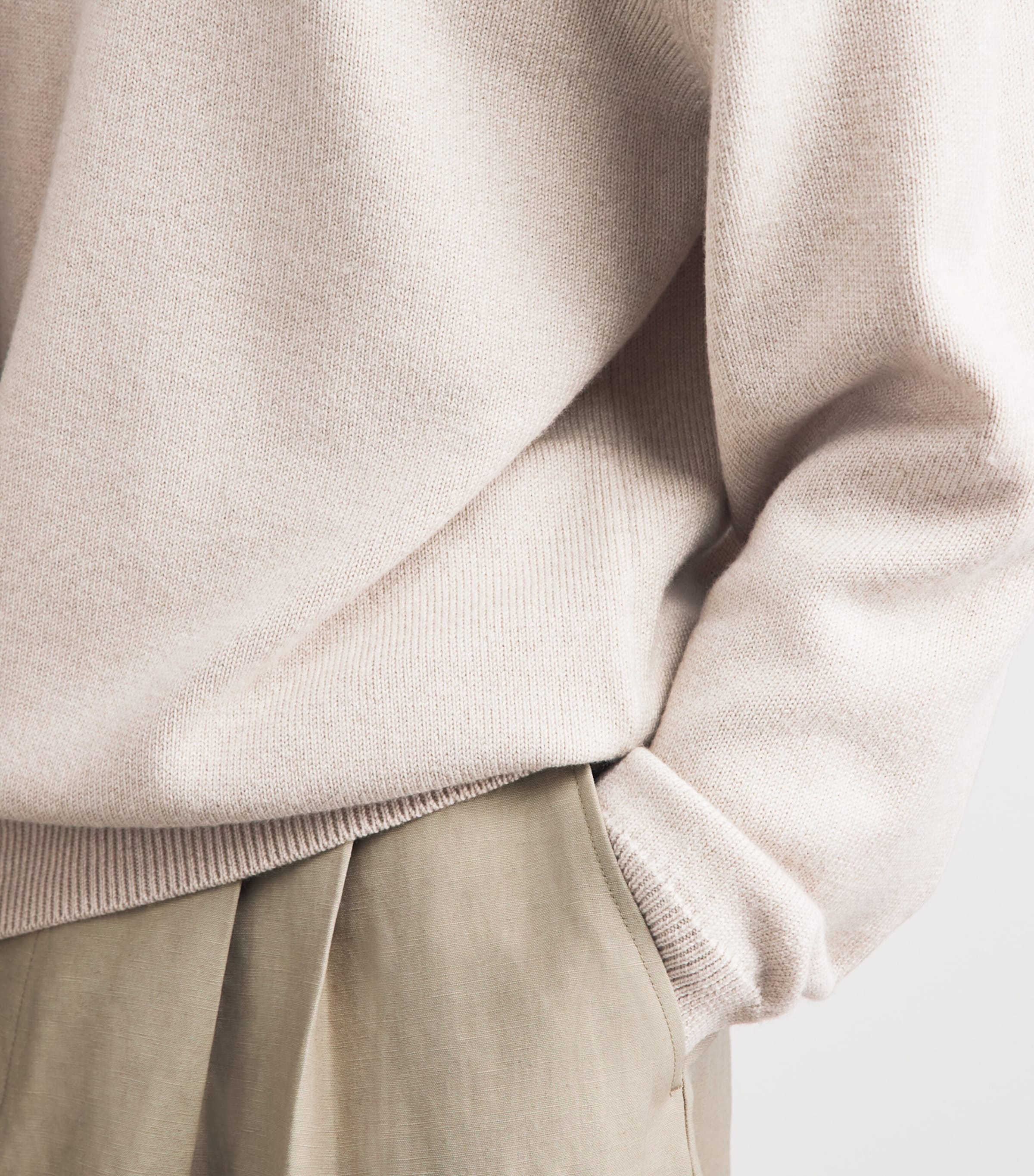 Jacquemus Mens Stretch-Merino Wool Logo Sweater Light Beige Image 3
