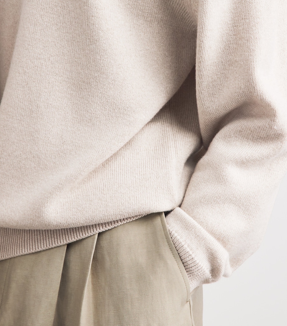 Jacquemus Mens Stretch-Merino Wool Logo Sweater Light Beige Image 3