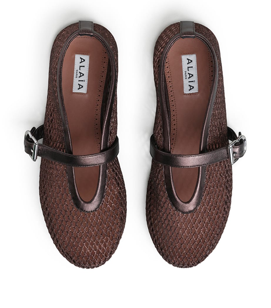 Alaïa Mesh Ballet Flats Bronze Image 2