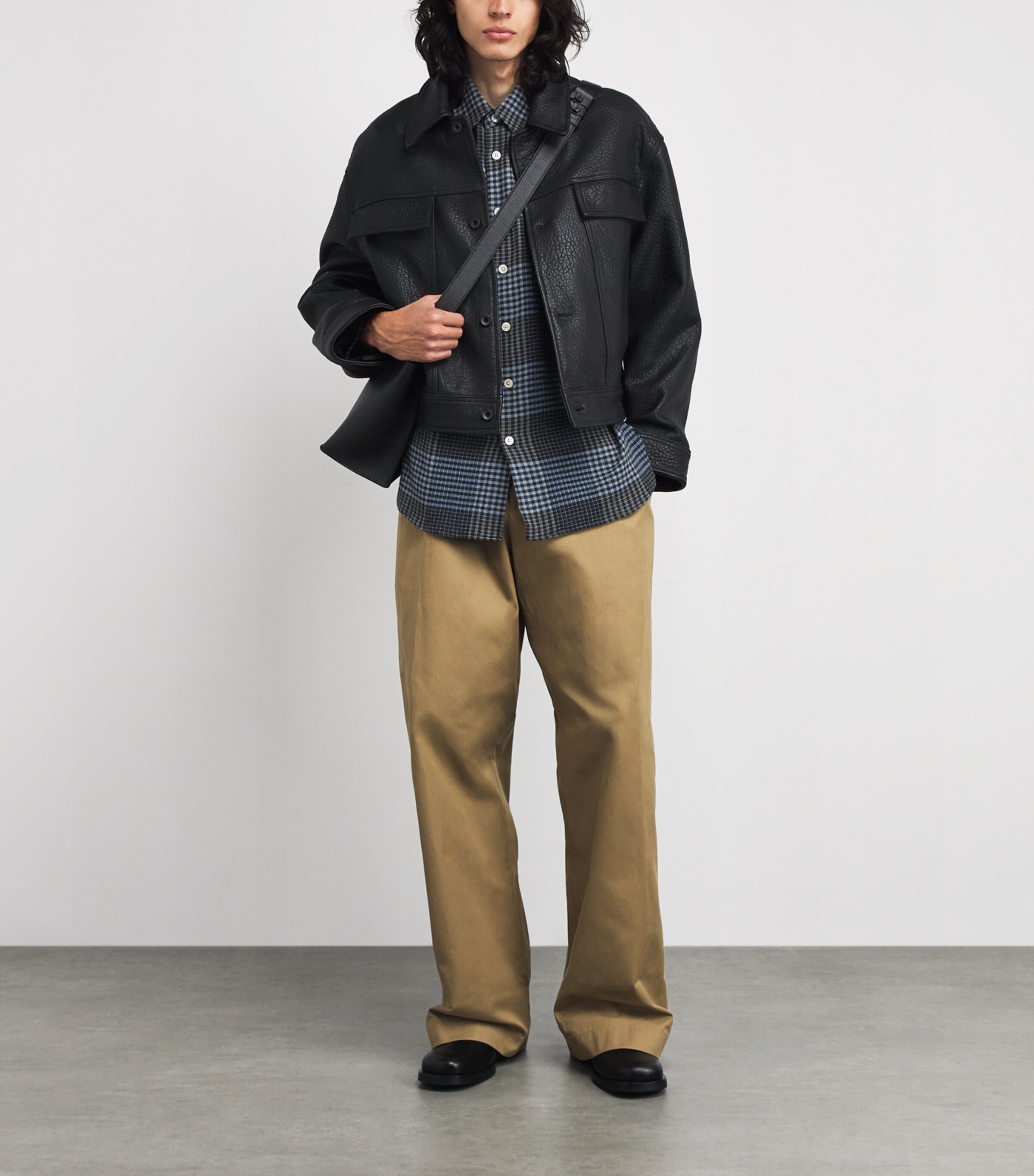 Sunflower Mens Cotton-Cashmere-Blend Check Shirt Blue Image 2