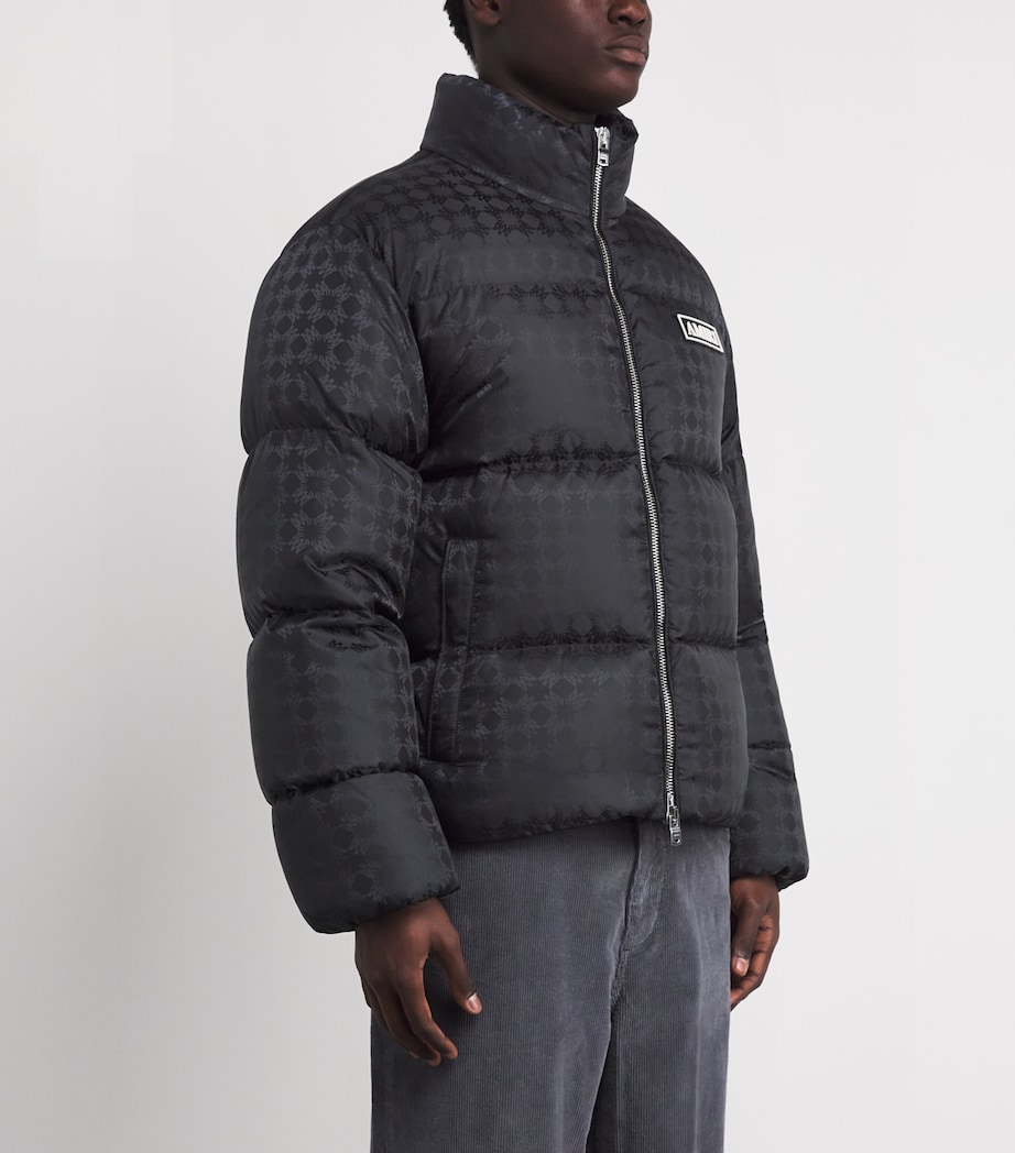 Down Jacquard Logo Puffer Jacket BLACK Image 3