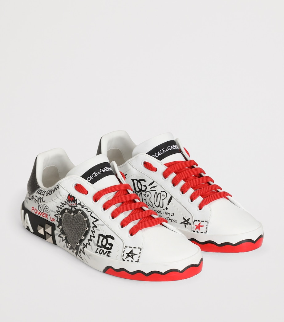 Dolce&Gabbana Leather Graffiti Low-Top Sneakers Scritte Corona Image 2