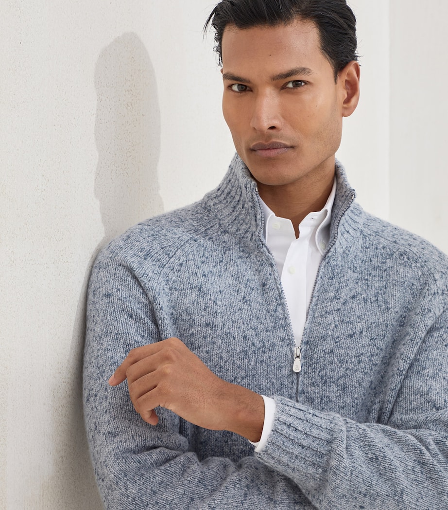 Flecked Cashmere Zip-Up Sweater C4362 Image 6
