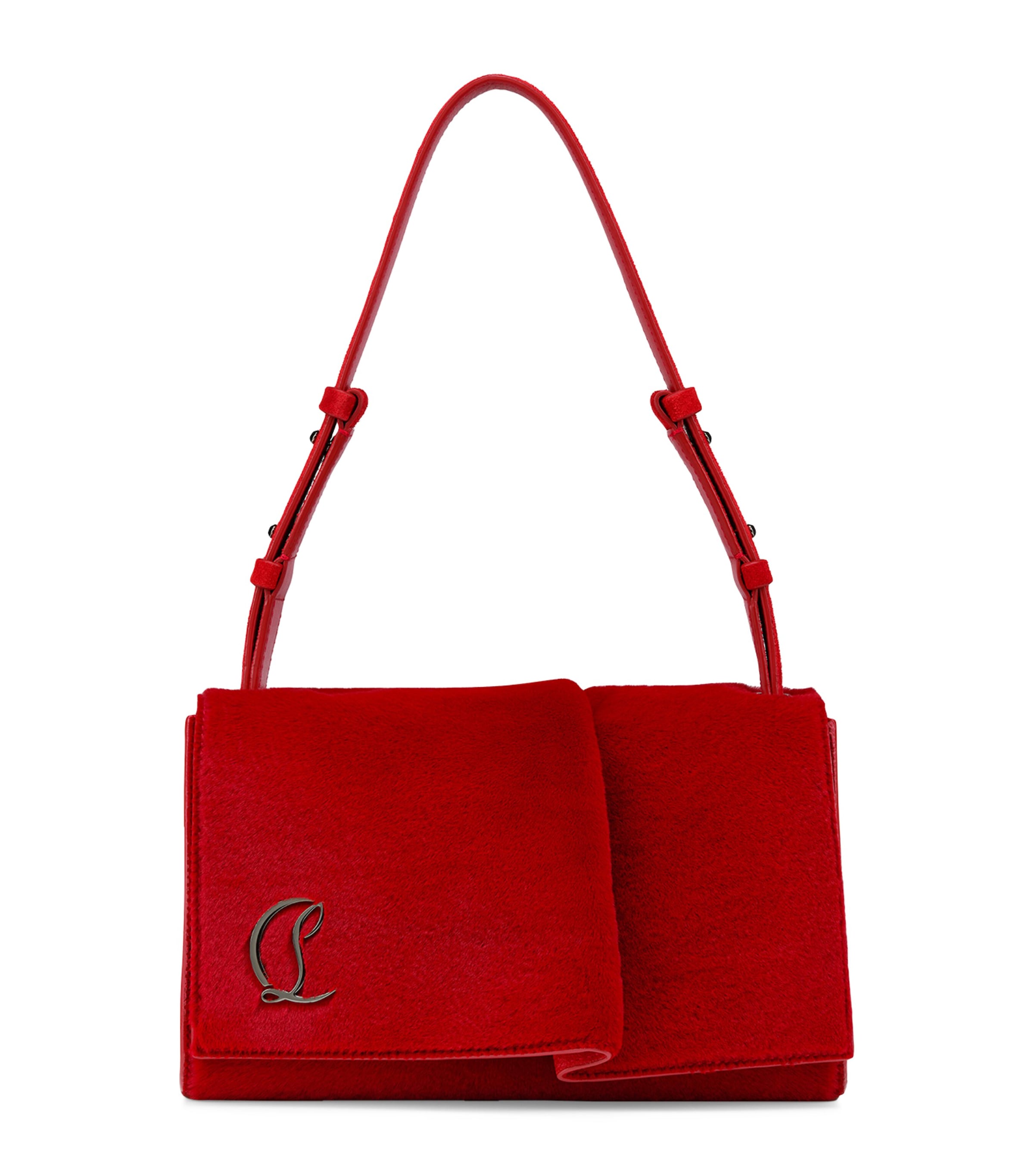 Christian Louboutin Baggy Suede Shoulder Bag In Red